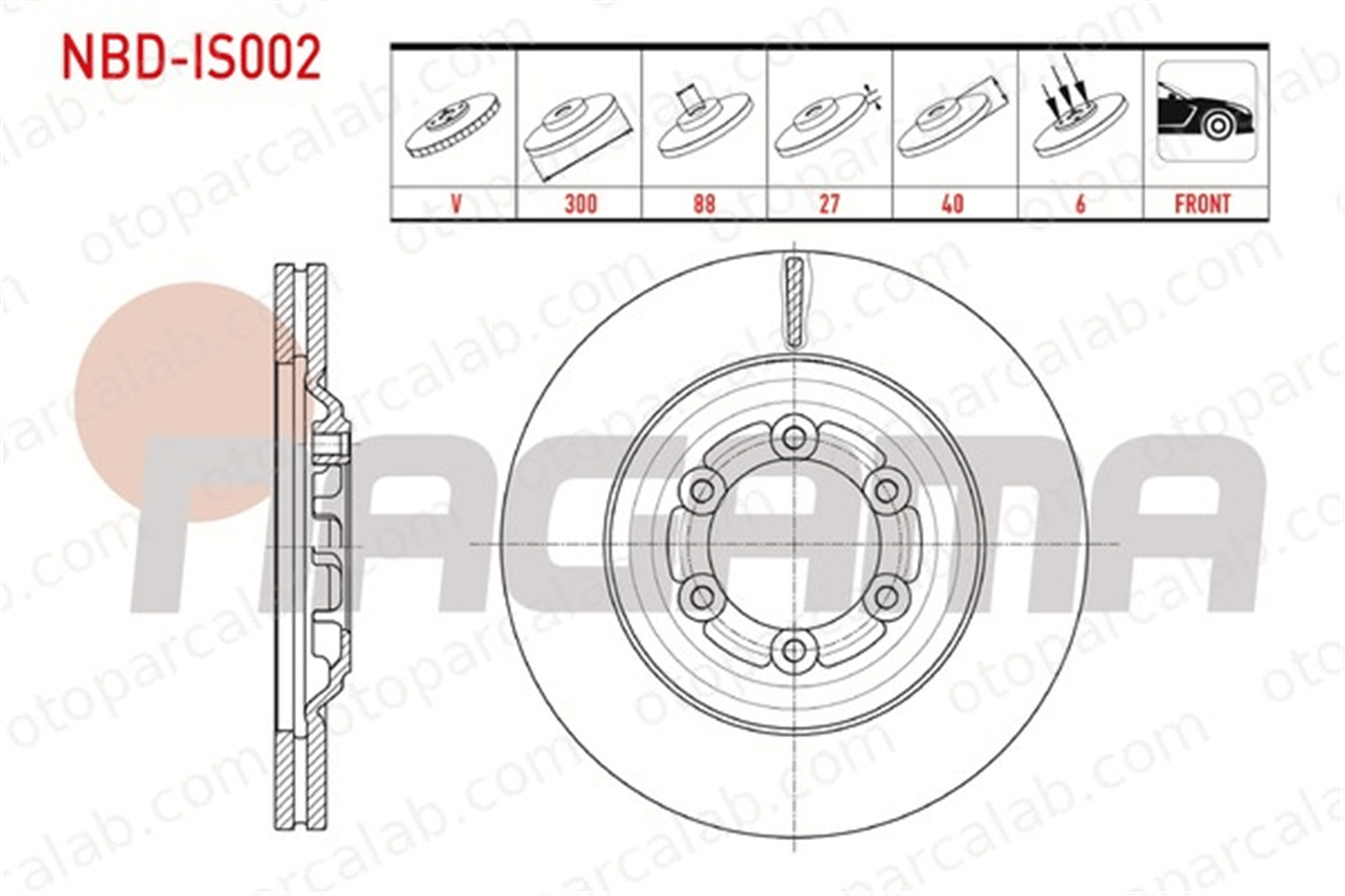 NAGAMA NBD-IS002 Fren Disk Ayna Ön Sağ ve Sol ISUZU D-MAX II 8981246632 98124663