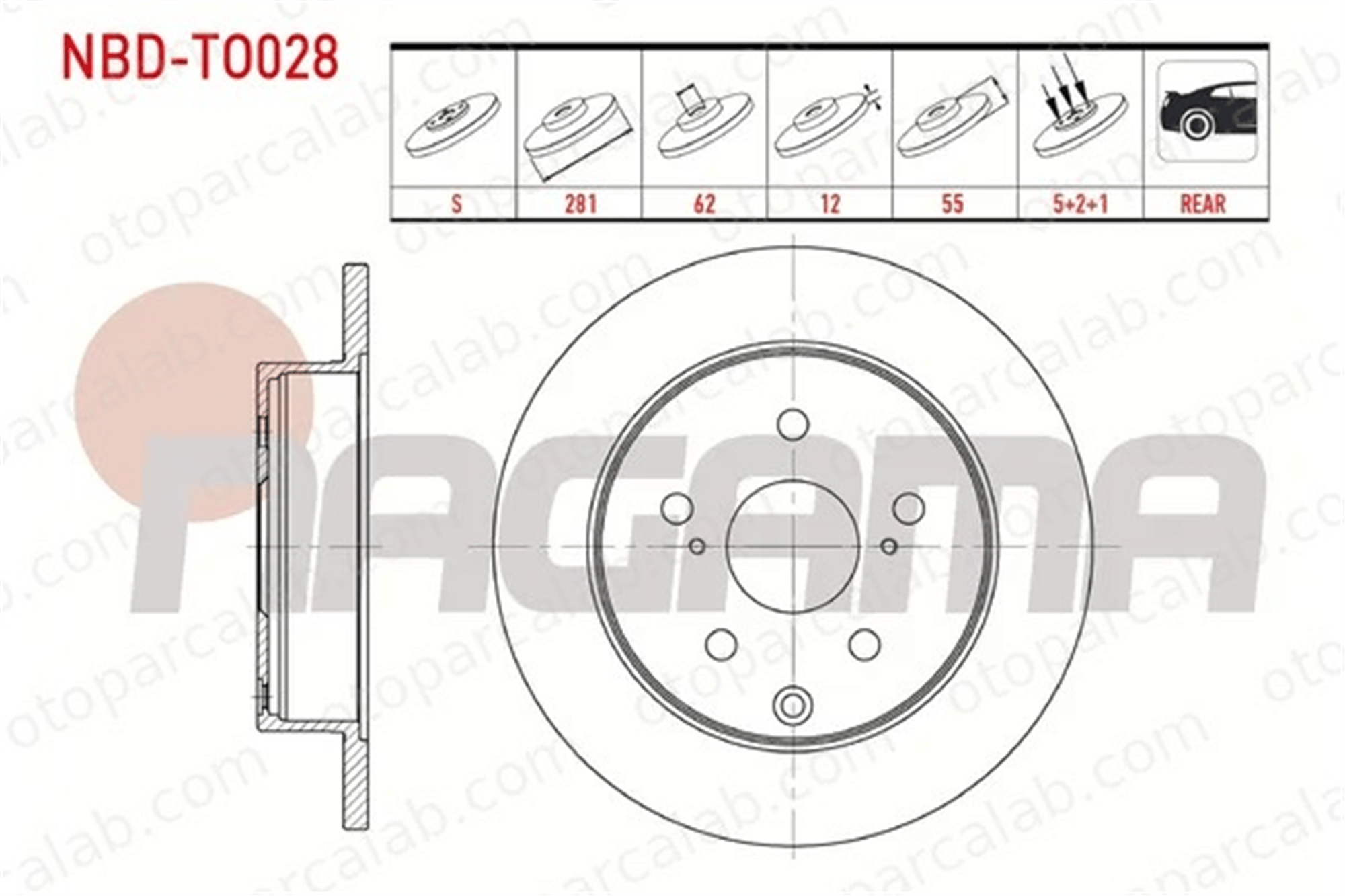 NAGAMA NBD-TO028 Fren Disk Ayna Arka Sağ ve Sol TOYOTA RAV 4 IV RAV 4 III 4243142060