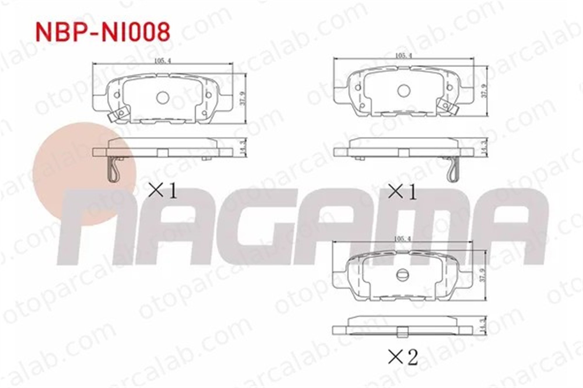 NAGAMA NBP-NI008 Fren Disk Balata Arka NISSAN JUKE QASHQAI / QASHQAI +2 I 410601408R 440600003R