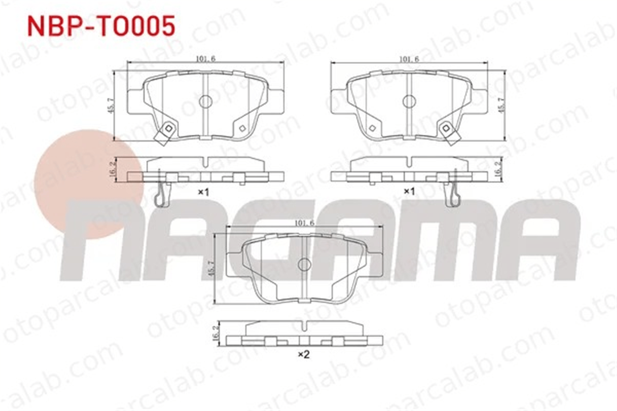 NAGAMA NBP-TO005 Fren Disk Balata Arka TOYOTA AVENSIS AVENSIS Sedan 446605010 446605020