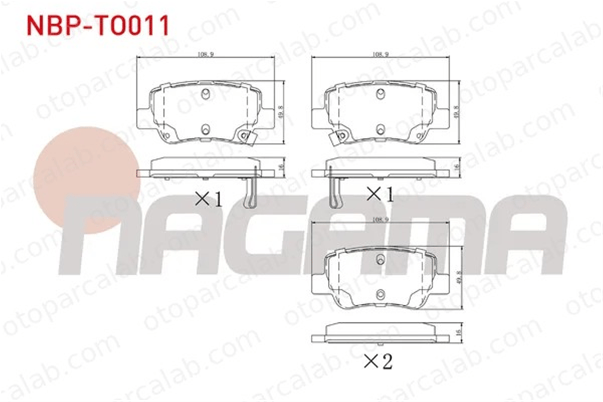 NAGAMA NBP-TO011 Fren Disk Balata Arka TOYOTA AVENSIS Sedan AVENSIS Station wagon 446605040 446605041