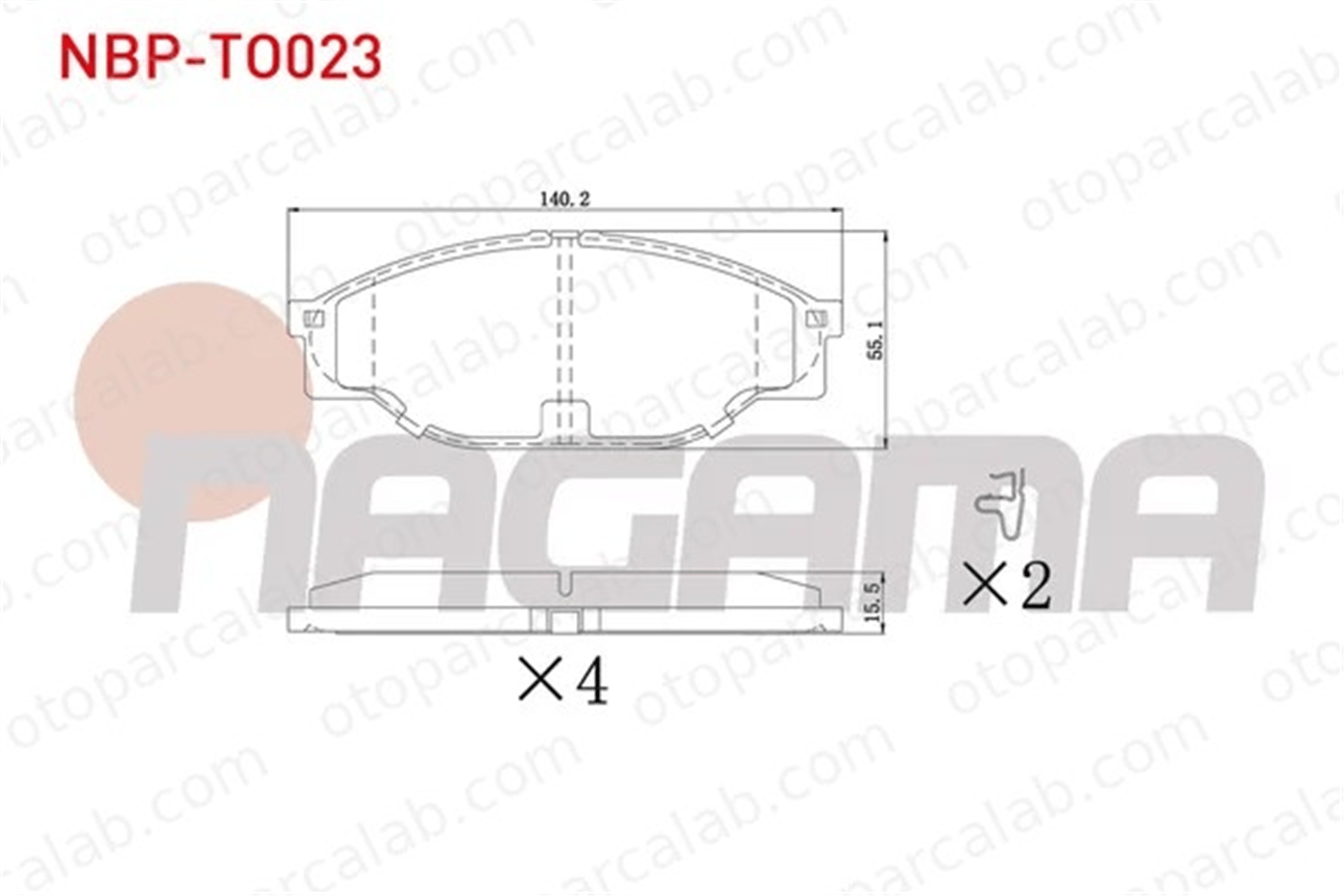 NAGAMA NBP-TO023 Fren Disk Balata Ön TOYOTA HIACE IV Panelvan/Van HIACE IV Minibüs/Otobüs 446523040 446526010