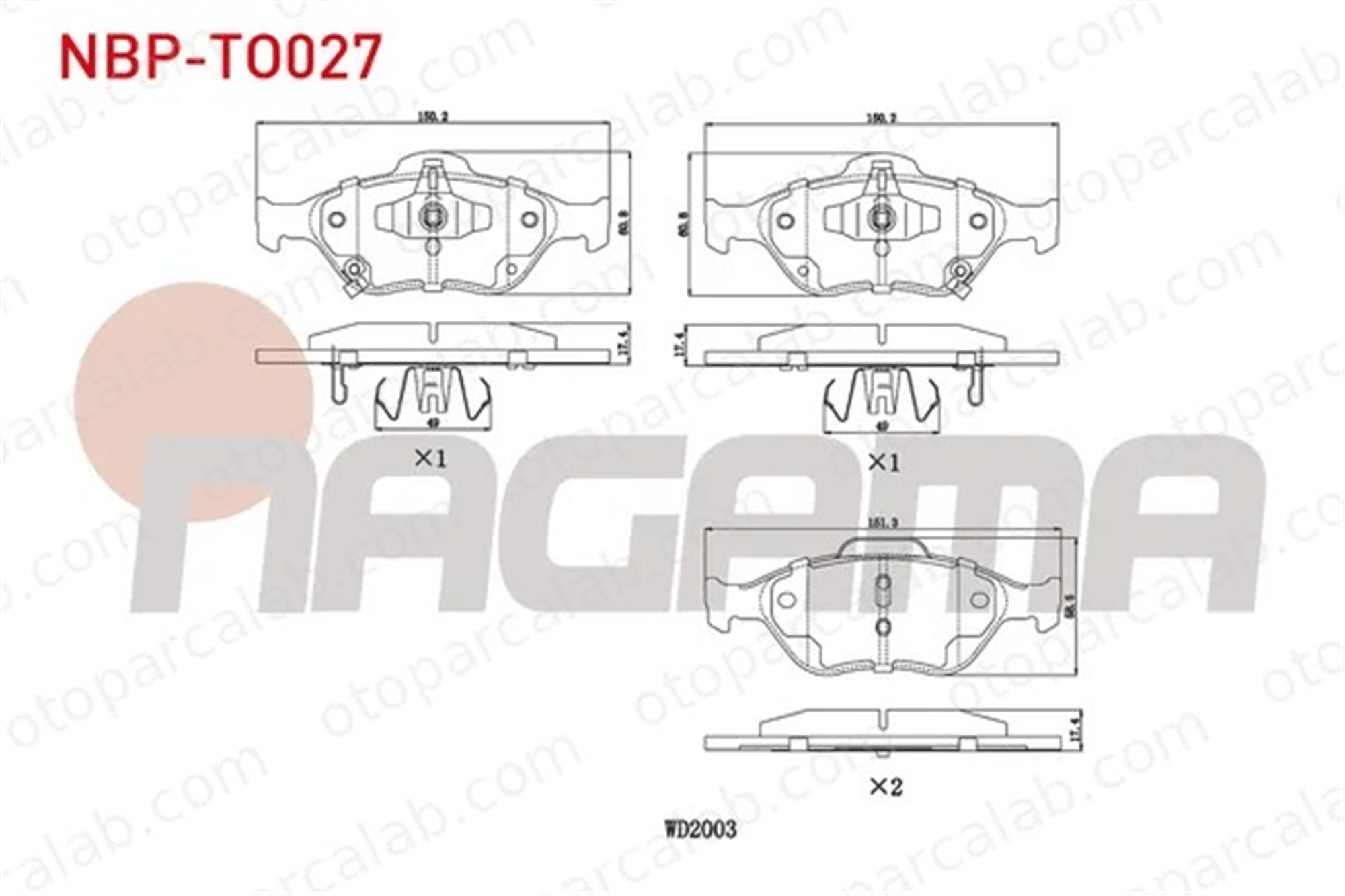 NAGAMA NBP-TO027 Fren Disk Balata Ön TOYOTA YARIS YARIS / VIOS Sedan 44650D050 44650D120