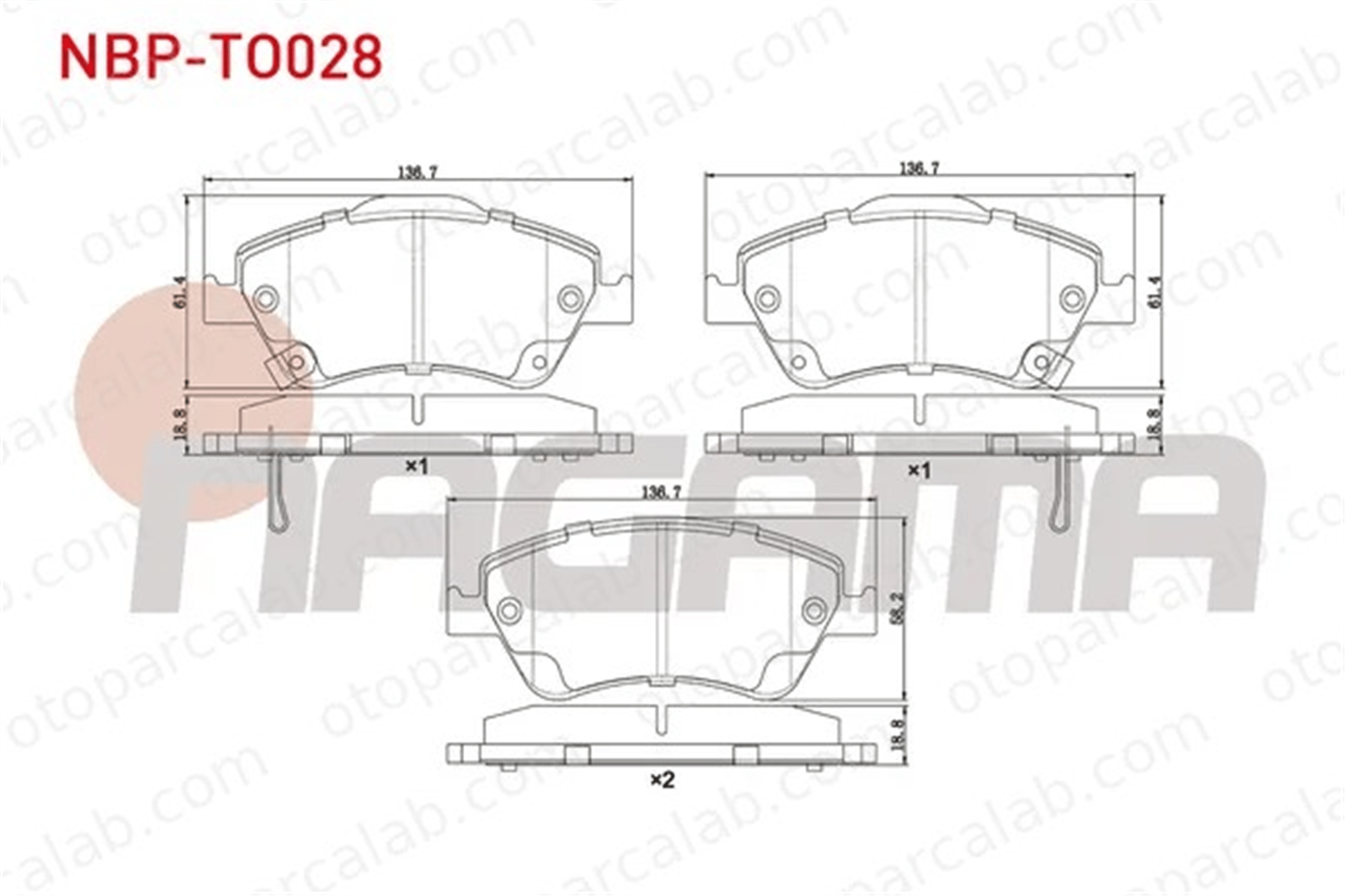 NAGAMA NBP-TO028 Fren Disk Balata Ön TOYOTA AURIS COROLLA Sedan 446502160 446502170