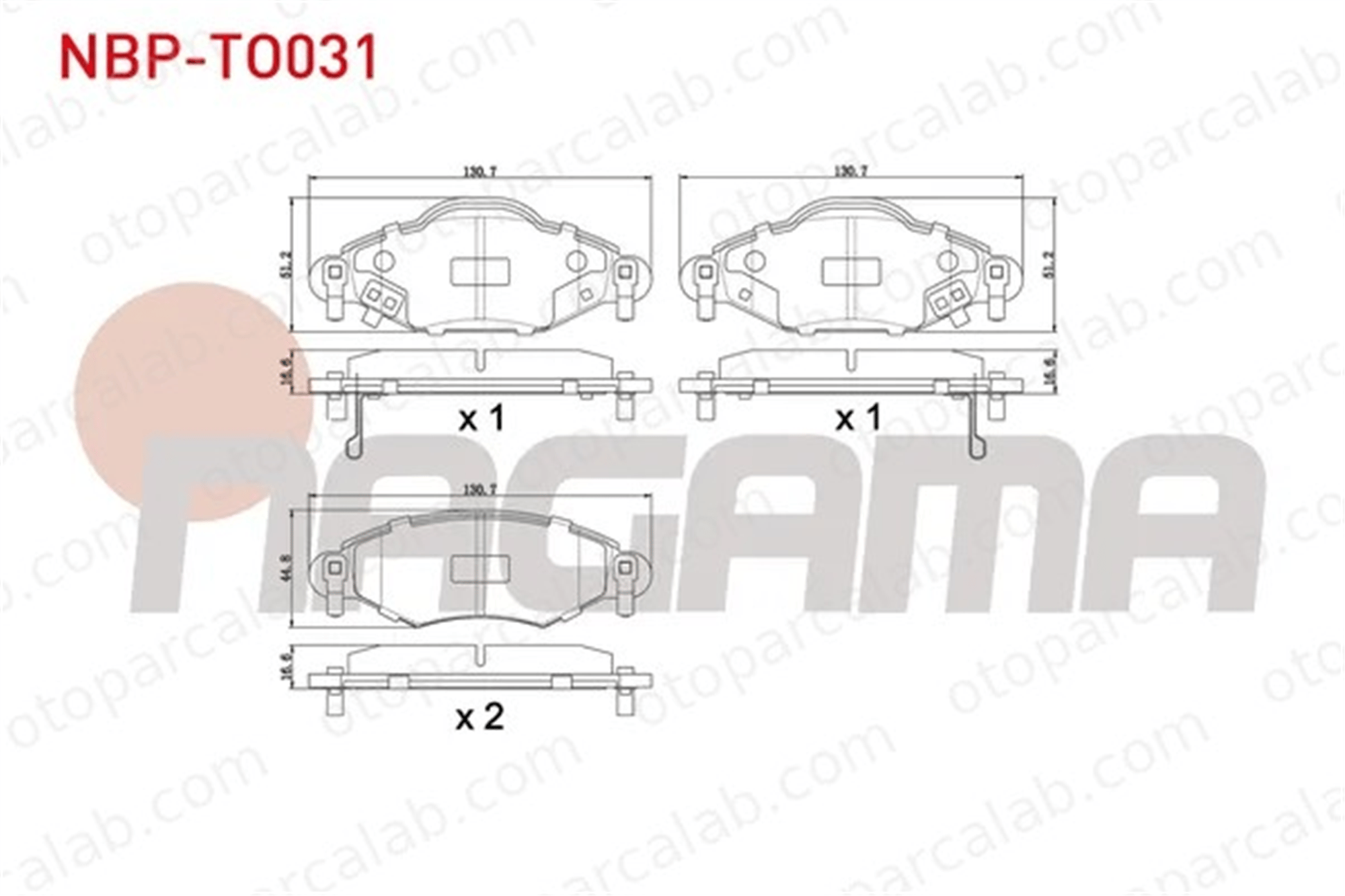 NAGAMA NBP-TO031 Fren Disk Balata Ön TOYOTA YARIS 44650D010 44650D040