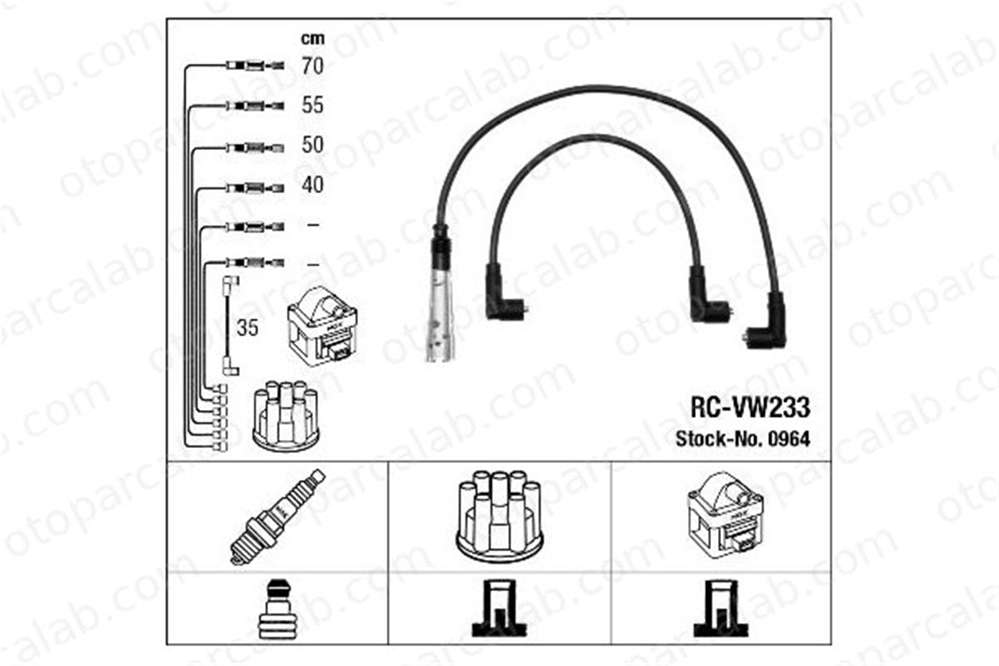 NGK 0964 Buji Kablosu AUDI 80 B3 Sedan VW JETTA II 32905483G 032 905 483 G