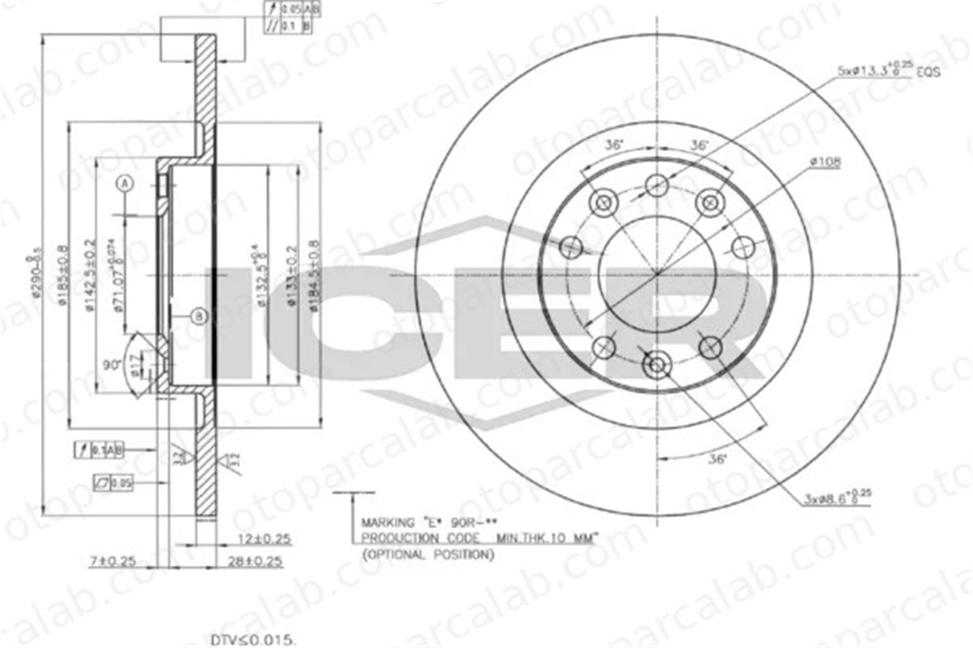 OPEL ORJINAL 3637360 Fren Disk Ayna Arka Sağ ve Sol PEUGEOT 308 II 308 SW II 3637360 1609583080