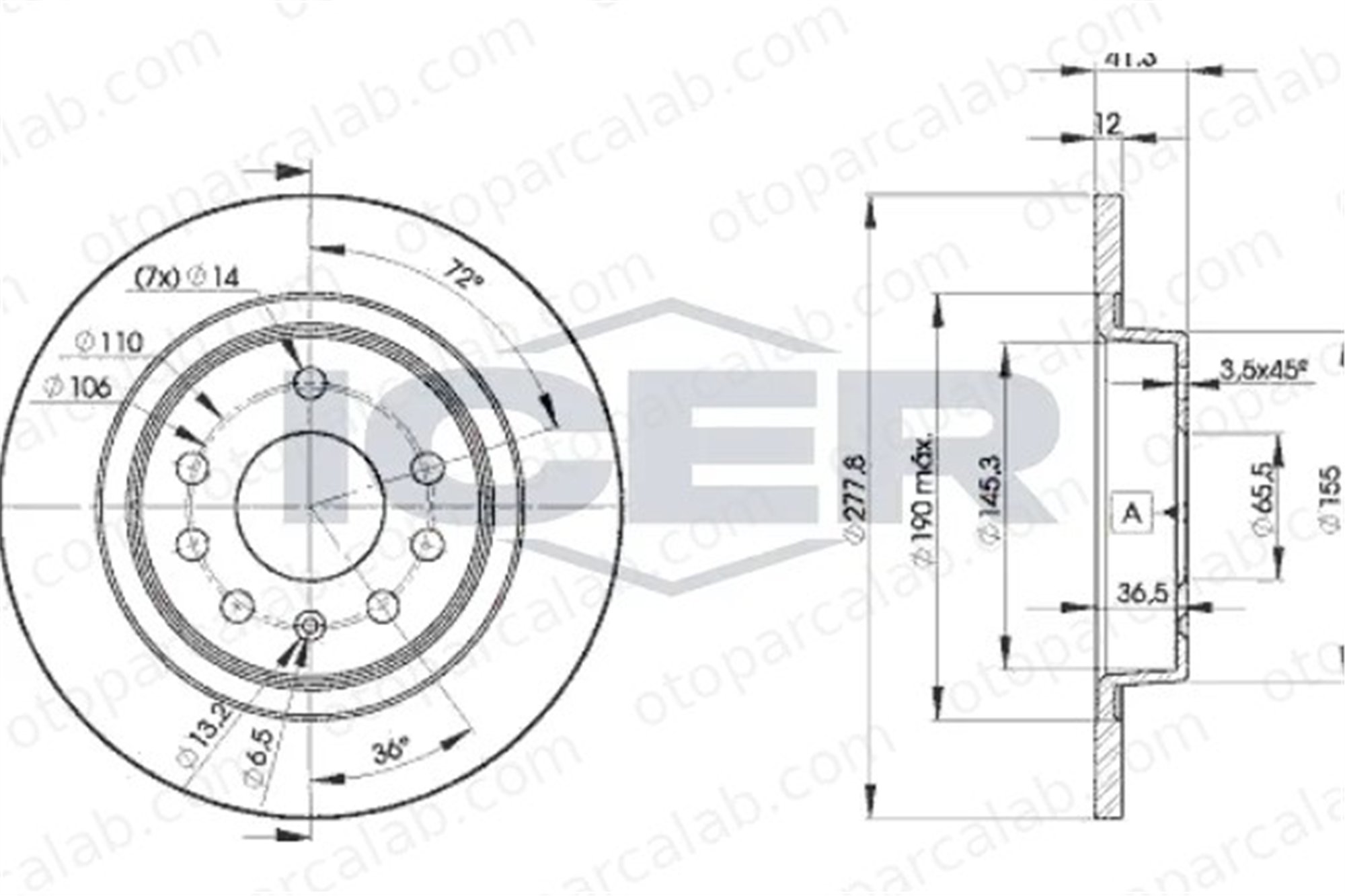 OPEL ORJINAL 9156785 Fren Disk Ayna Arka Sağ ve Sol OPEL VECTRA C VECTRA C GTS 9156785 93188377