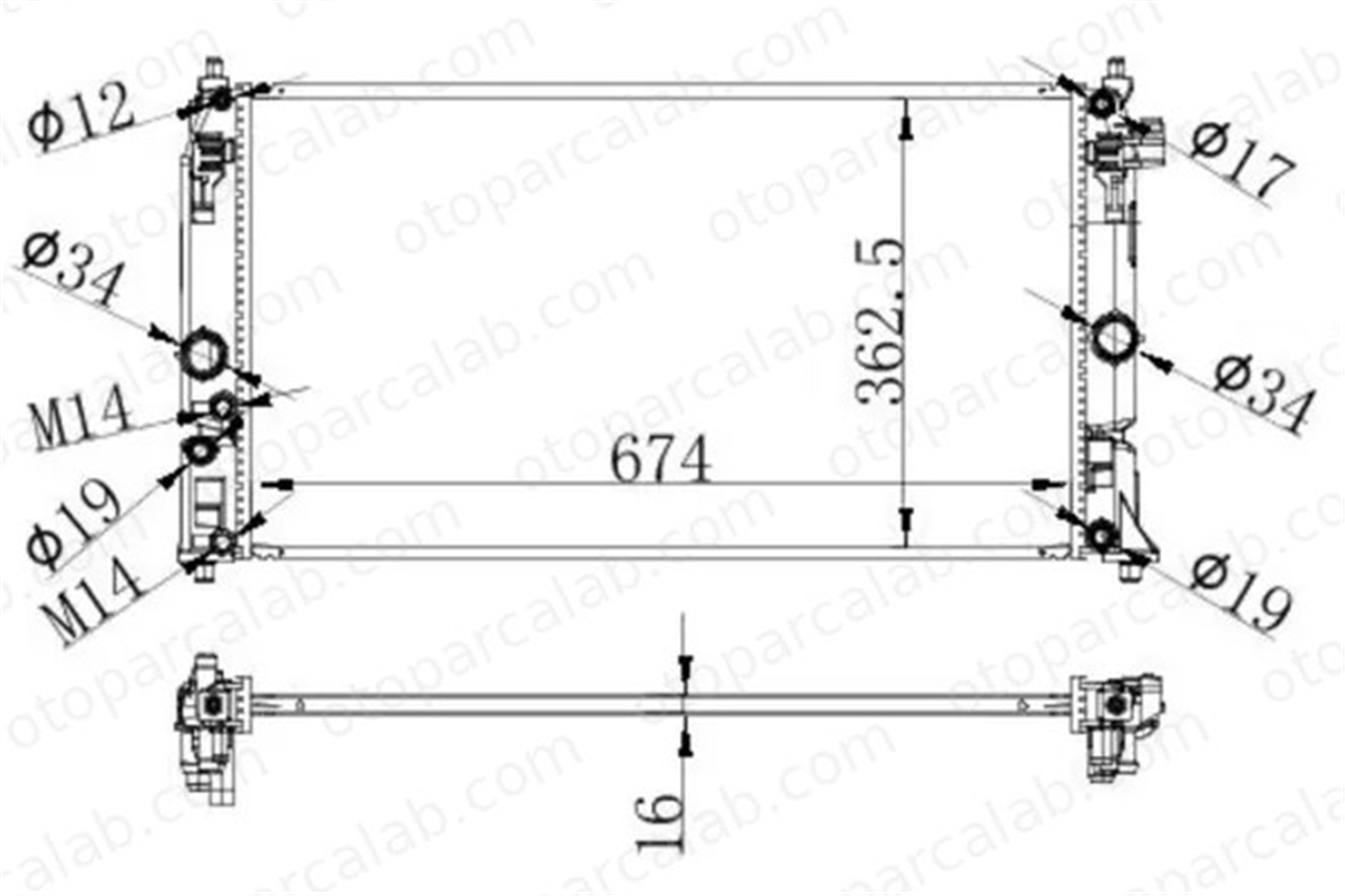 ORIS BTO859D16 Su Radyatörü ORİS BTO859D16 LEXUS UX TOYOTA C-HR 1640037310 164000T370