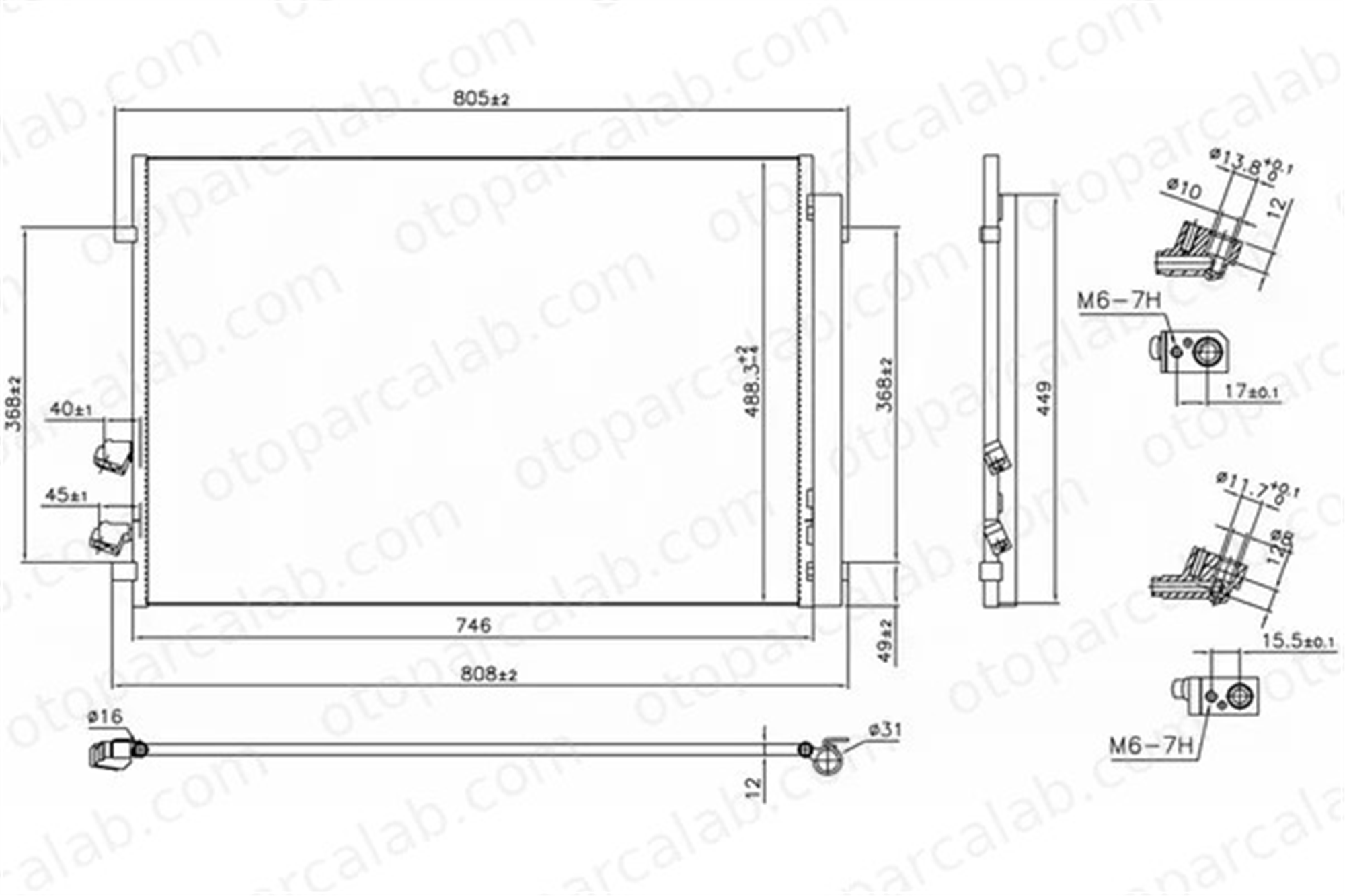 ORIS CVW209012 Klima Radyatörü ORİS CVW209012 VW CRAFTER Panelvan/Van CRAFTER Platform şasi 2N0820411 2N0820411A