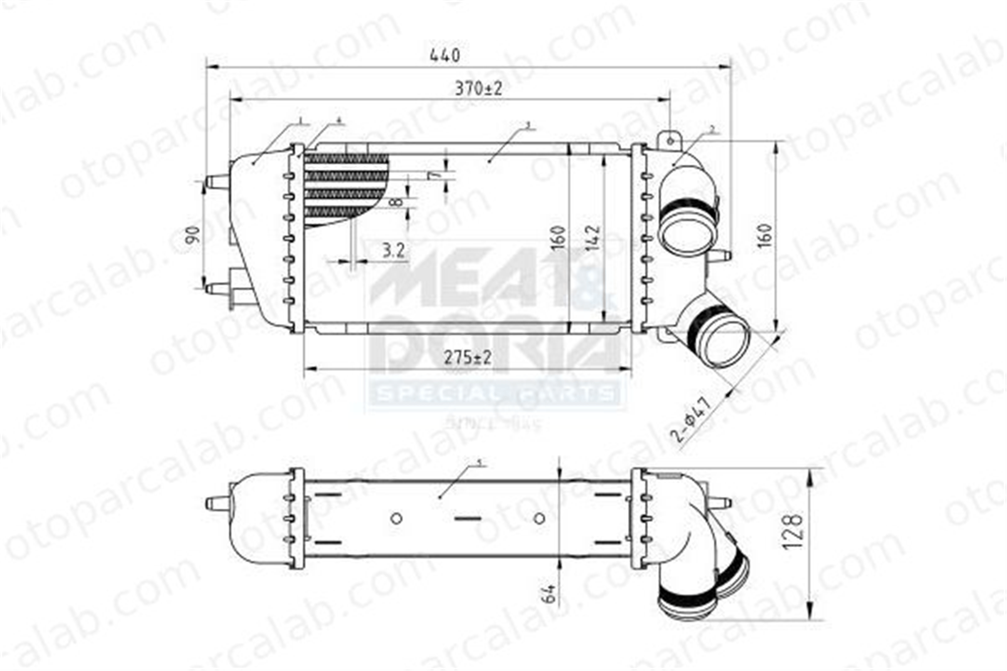 ORIS ICI083064 Turbo Radyatörü ORİS ICI083064 CITROËN C3 I C2 384G2 00000384G2