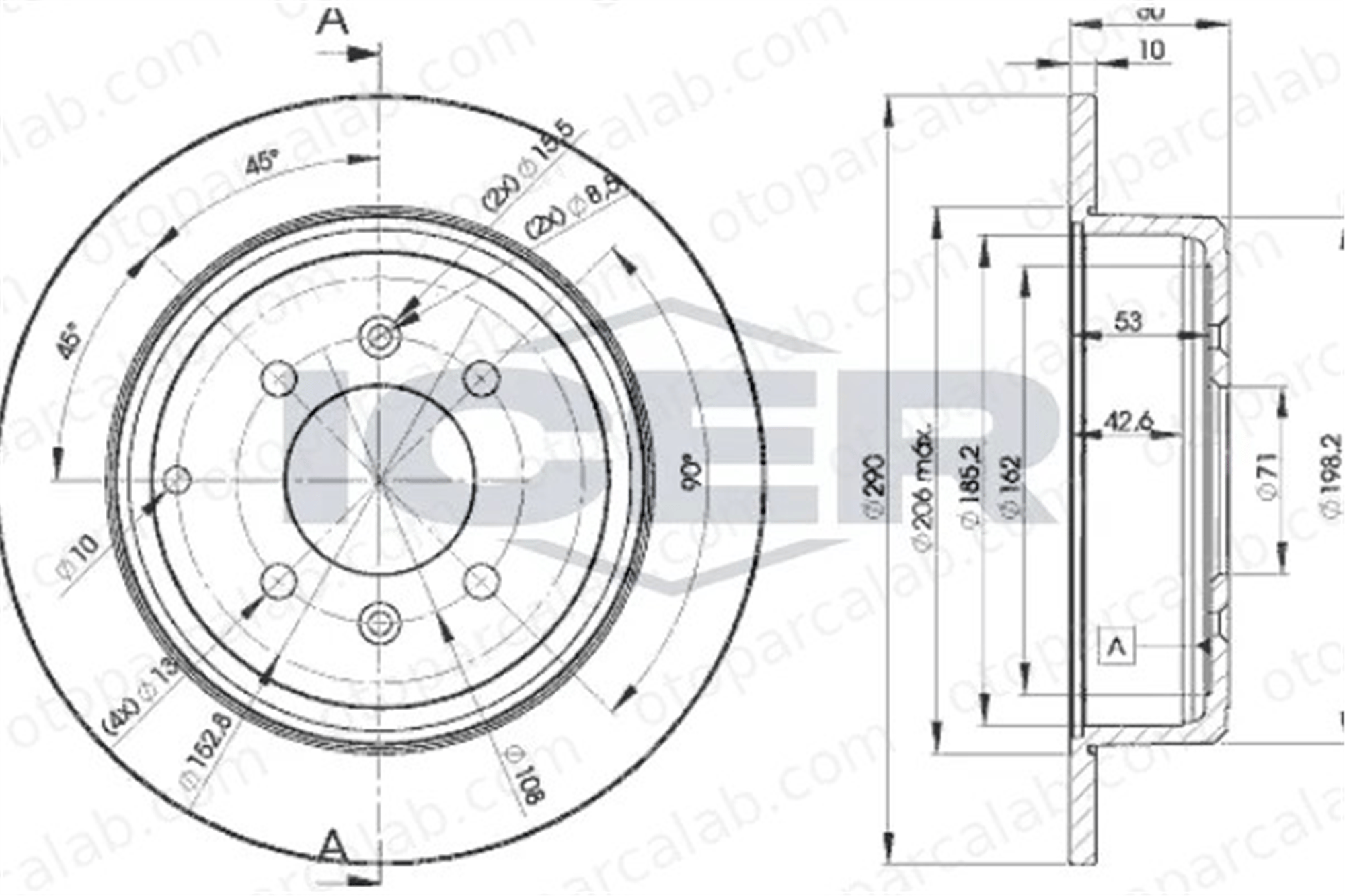 PSA ORJINAL 4246.T6 Fren Disk Ayna Arka Sağ ve Sol PEUGEOT 406 Break 406 4246T6 4246L7