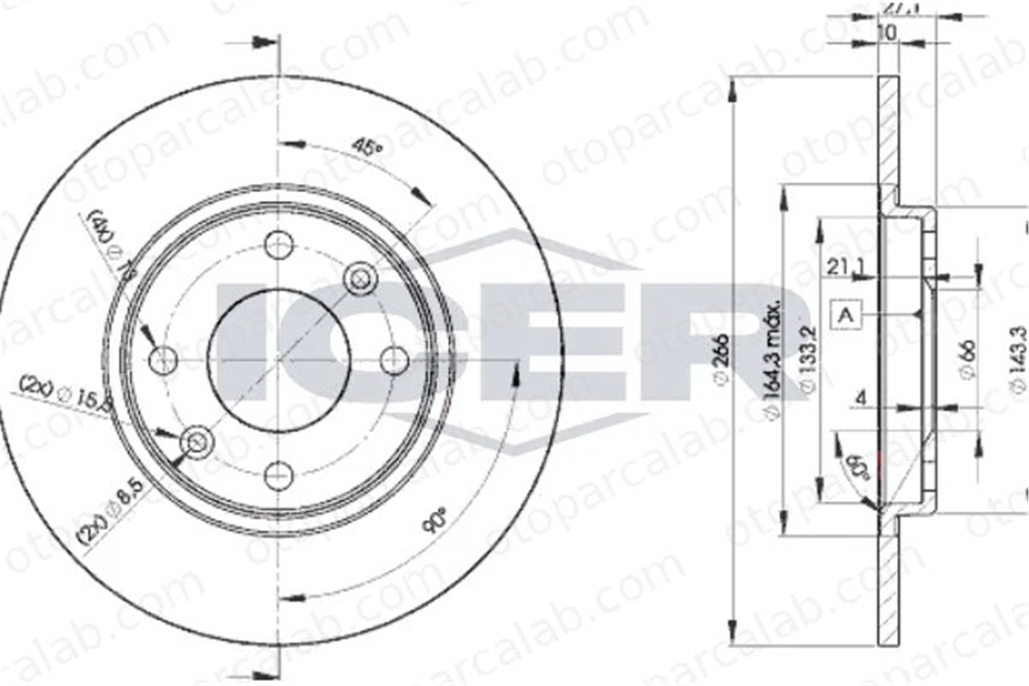 PSA ORJINAL 4246.A9 Fren Disk Ayna Ön Sağ ve Sol CITROËN BX BX Break 4246A9 4246A9SK