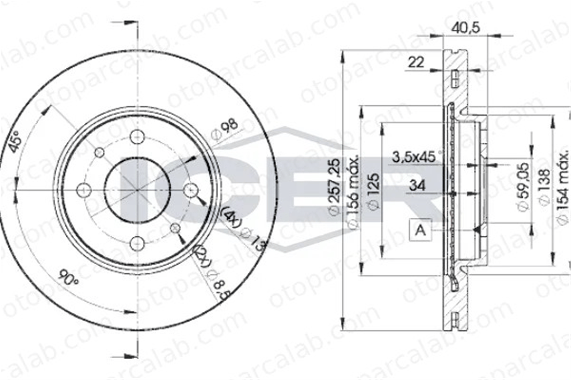 PSA ORJINAL 4249.73 Fren Disk Ayna Ön Sağ ve Sol FIAT PANDA LANCIA YPSILON 424973 4249E5
