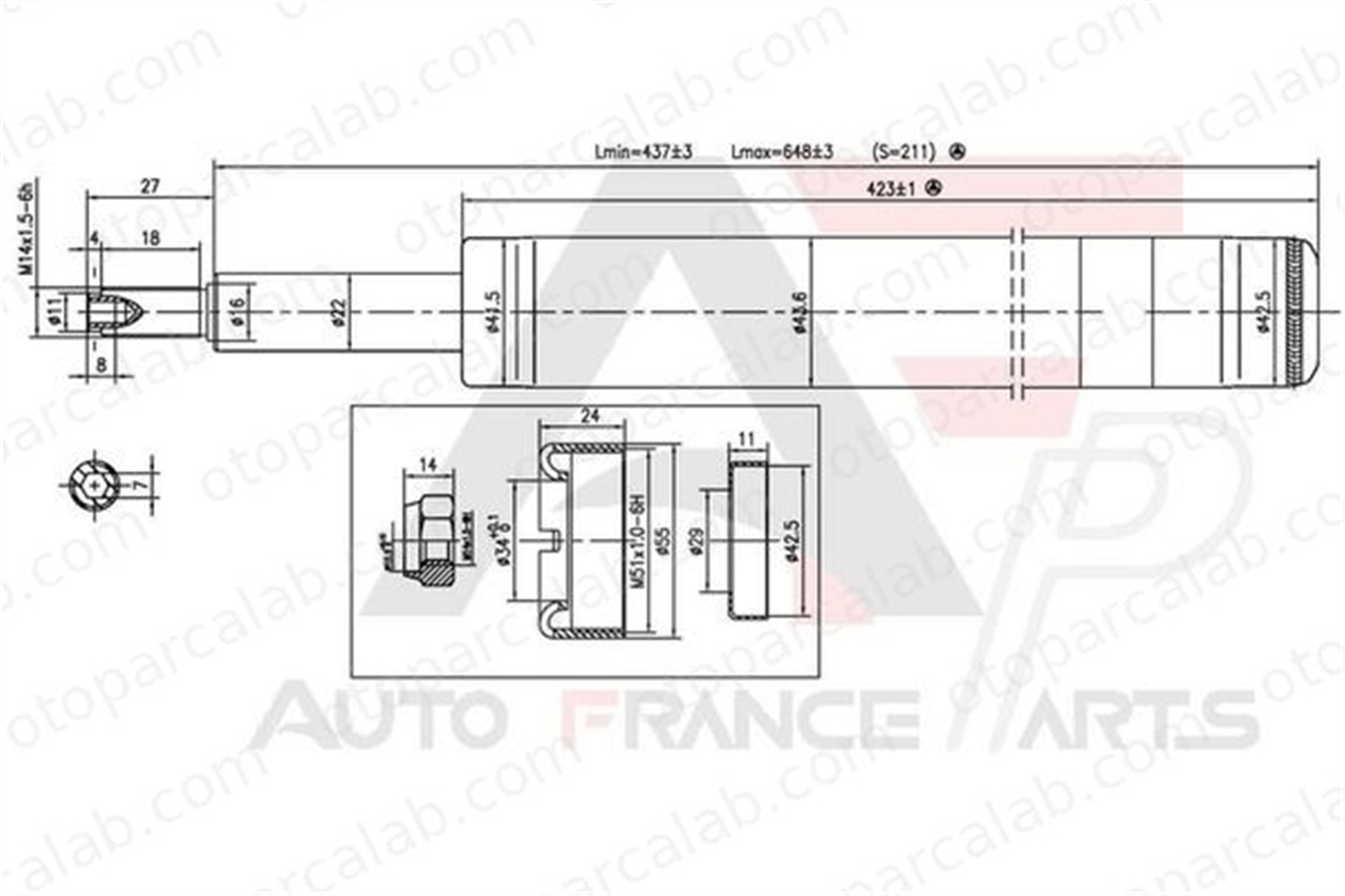 PSA ORJINAL 5201.34 Amortisör Ön Sağ veya Sol PEUGEOT 404 404 Cabrio 520134 520228