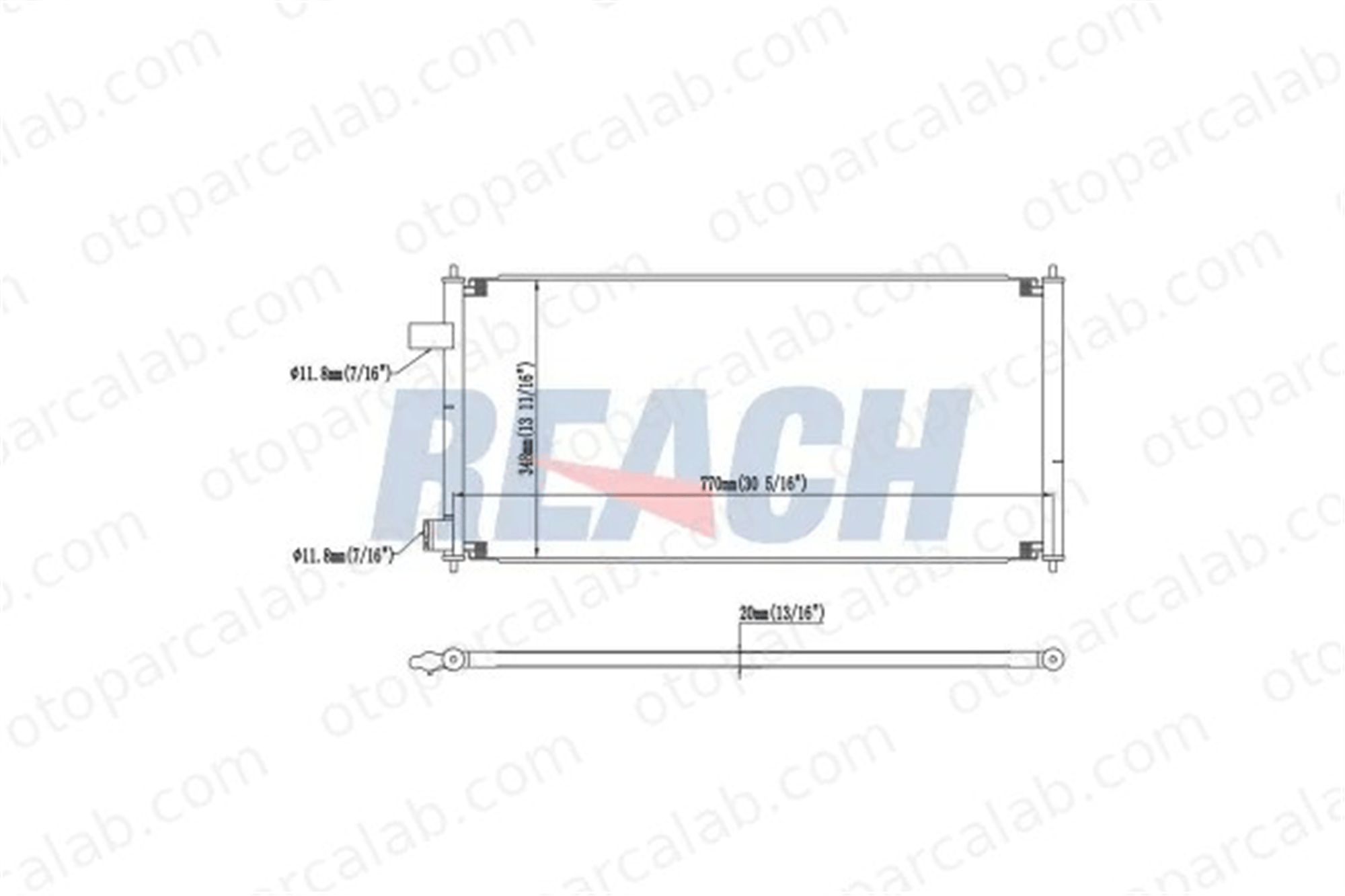 REACH 1.30.0530.P Klima Radyatörü FORD TOURNEO CONNECT TRANSIT CONNECT 1300530P 1223628