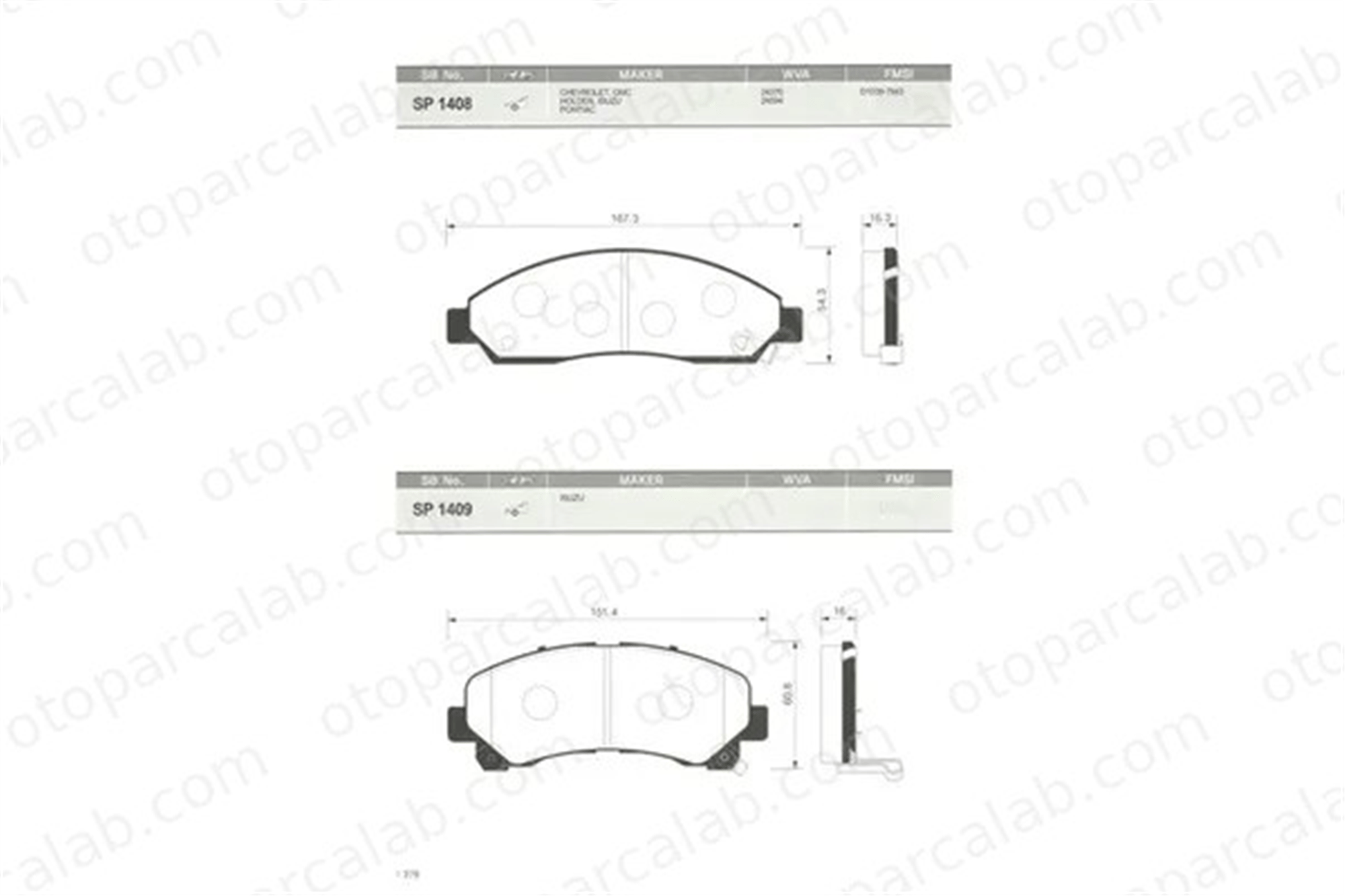 SANGSIN SP1409 Fren Disk Balata Ön ISUZU D-MAX I D-MAX II 8979475710 8979474660