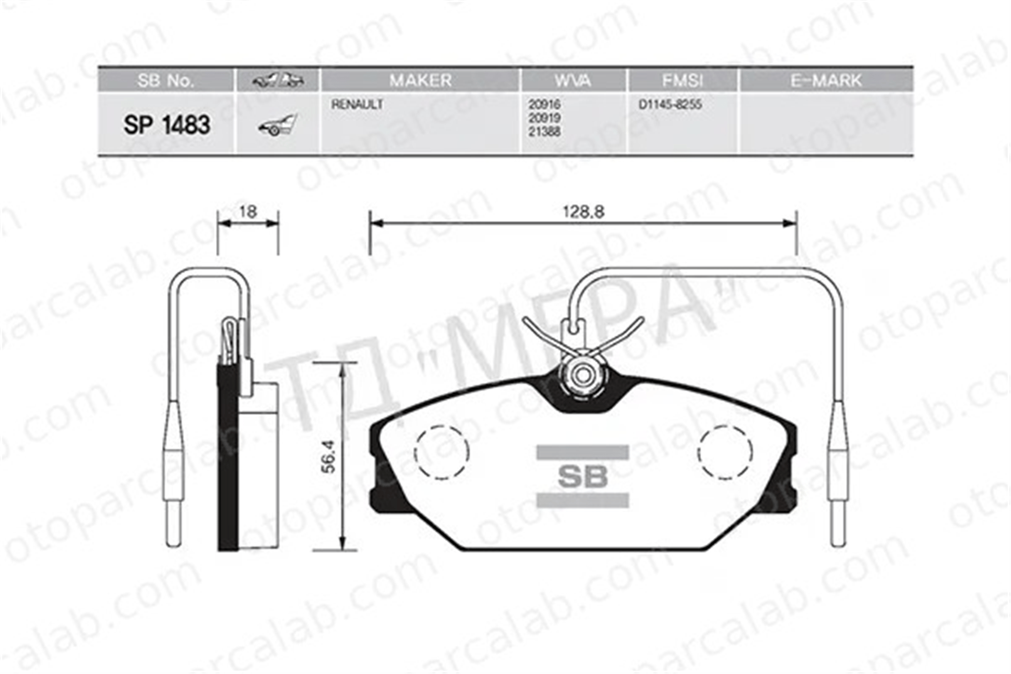 SANGSIN SP1483 Fren Disk Balata Ön RENAULT LAGUNA I Grandtour SAFRANE I 7701203730 7701203968