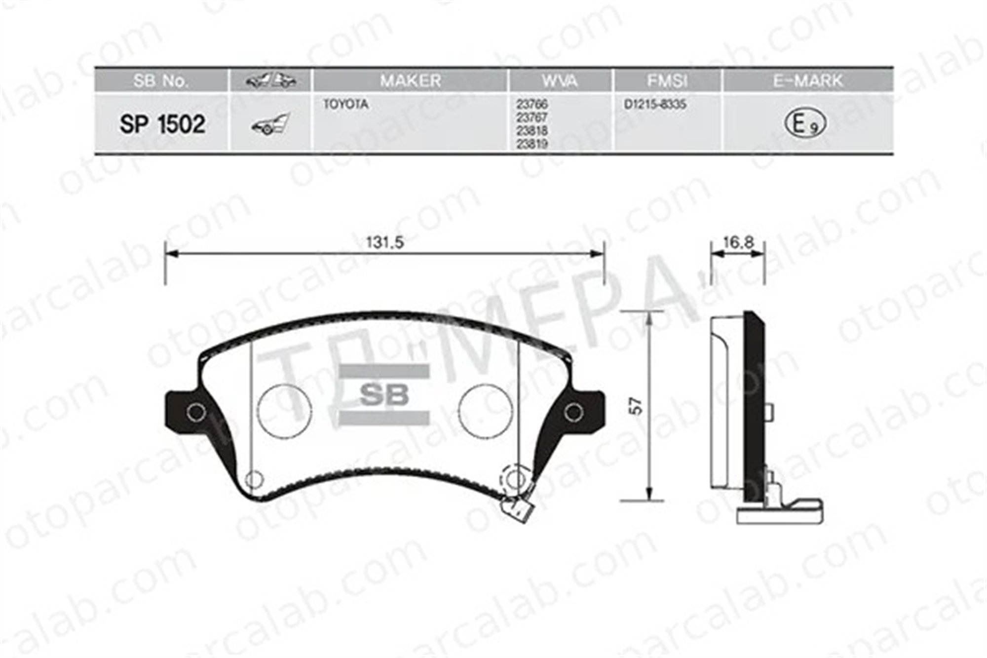 SANGSIN SP1502 Fren Disk Balata Ön TOYOTA COROLLA COROLLA Station wagon 446502130 446502061