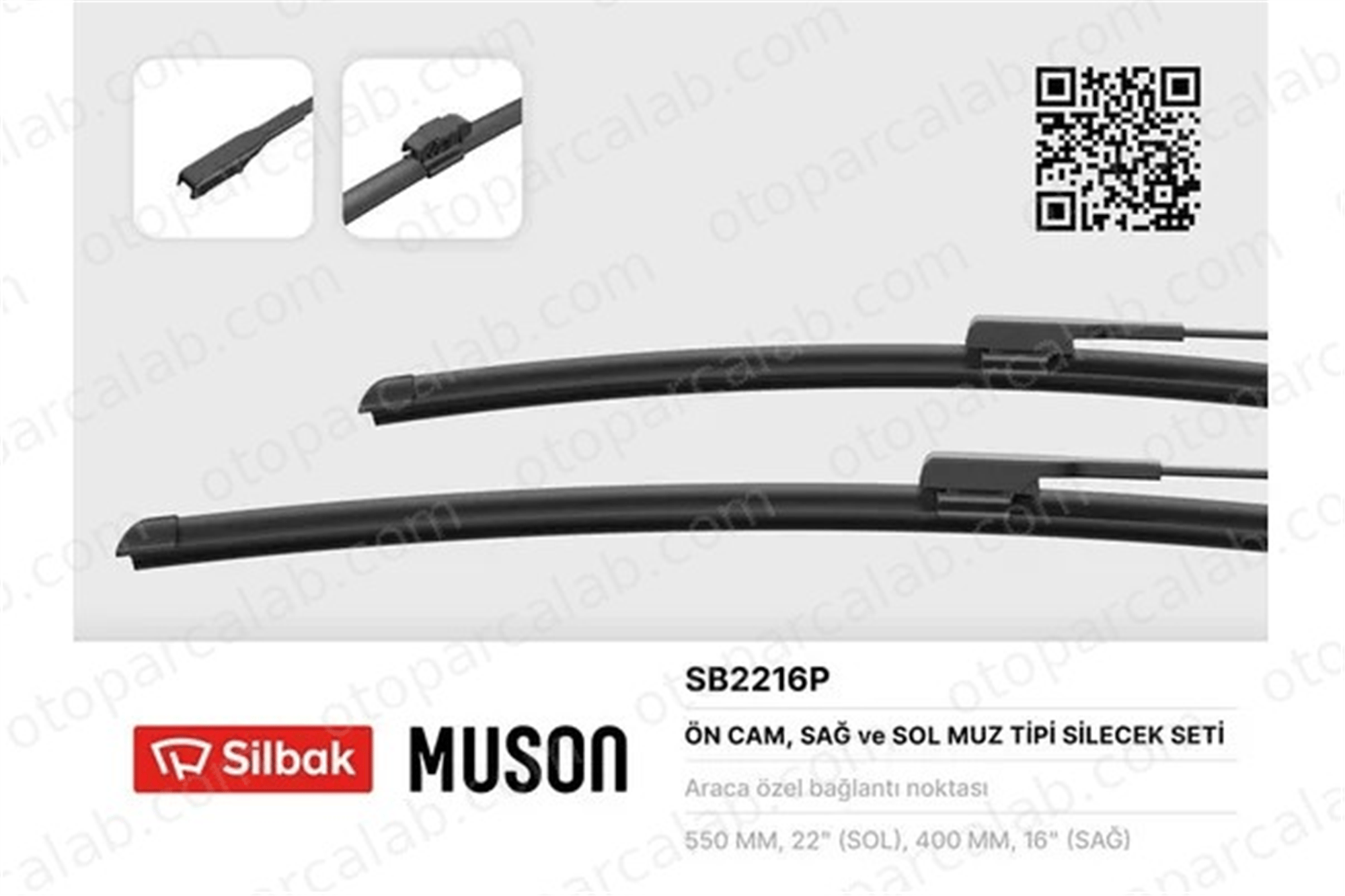 SILBAK SB2216P Silecek Süpürgesi Ön 550/400 mm - 22/16 inç FORD TRANSIT Panelvan/Van TRANSIT Platform şasi 288901217R 50516364