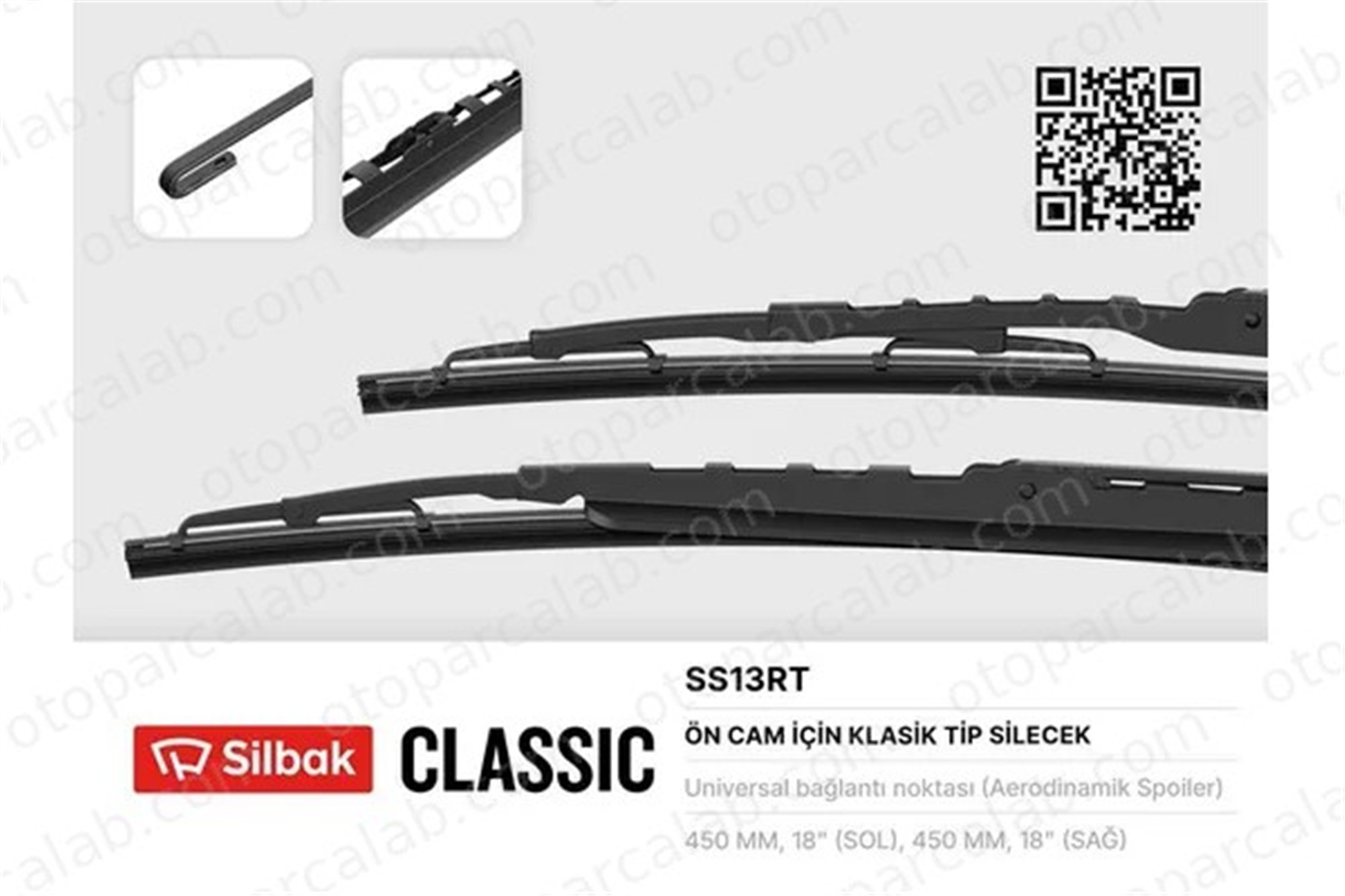 SILBAK SS13RT Silecek Süpürgesi Ön 450/450 mm - 18/18 inç OPEL INSIGNIA A Sports Tourer 6272538 50509398