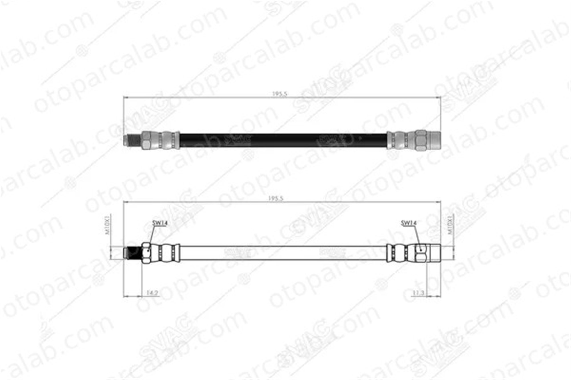 SVAC 10-0214 Fren Hortumu Arka Sağ veya Sol VW TRANSPORTER T5 Panelvan/Van TRANSPORTER T4 Panelvan/Van 7D0611775C