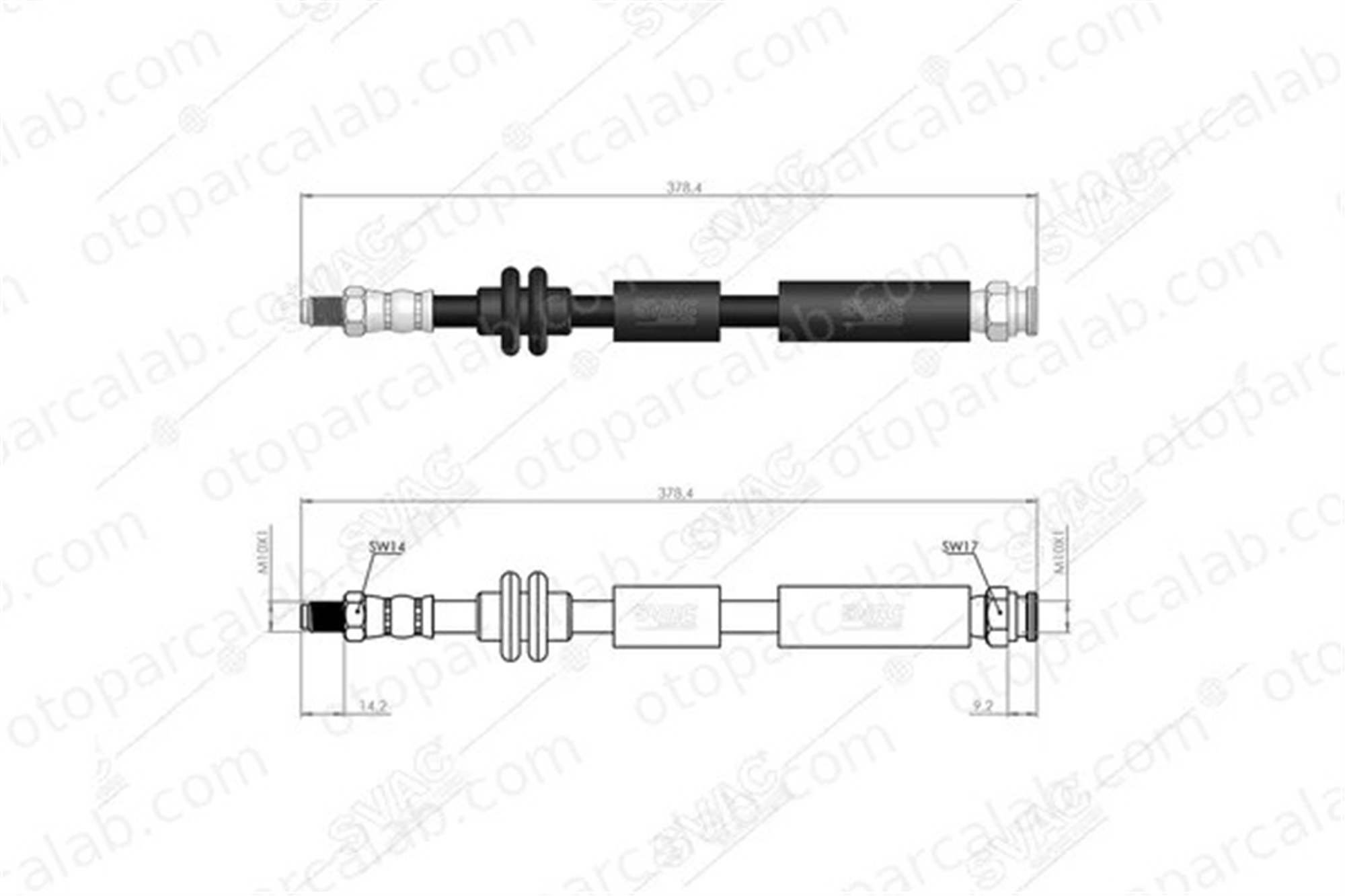 SVAC 20-0171 Fren Hortumu Ön Sağ veya Sol FIAT PANDA 500 9S512078AA 51800680