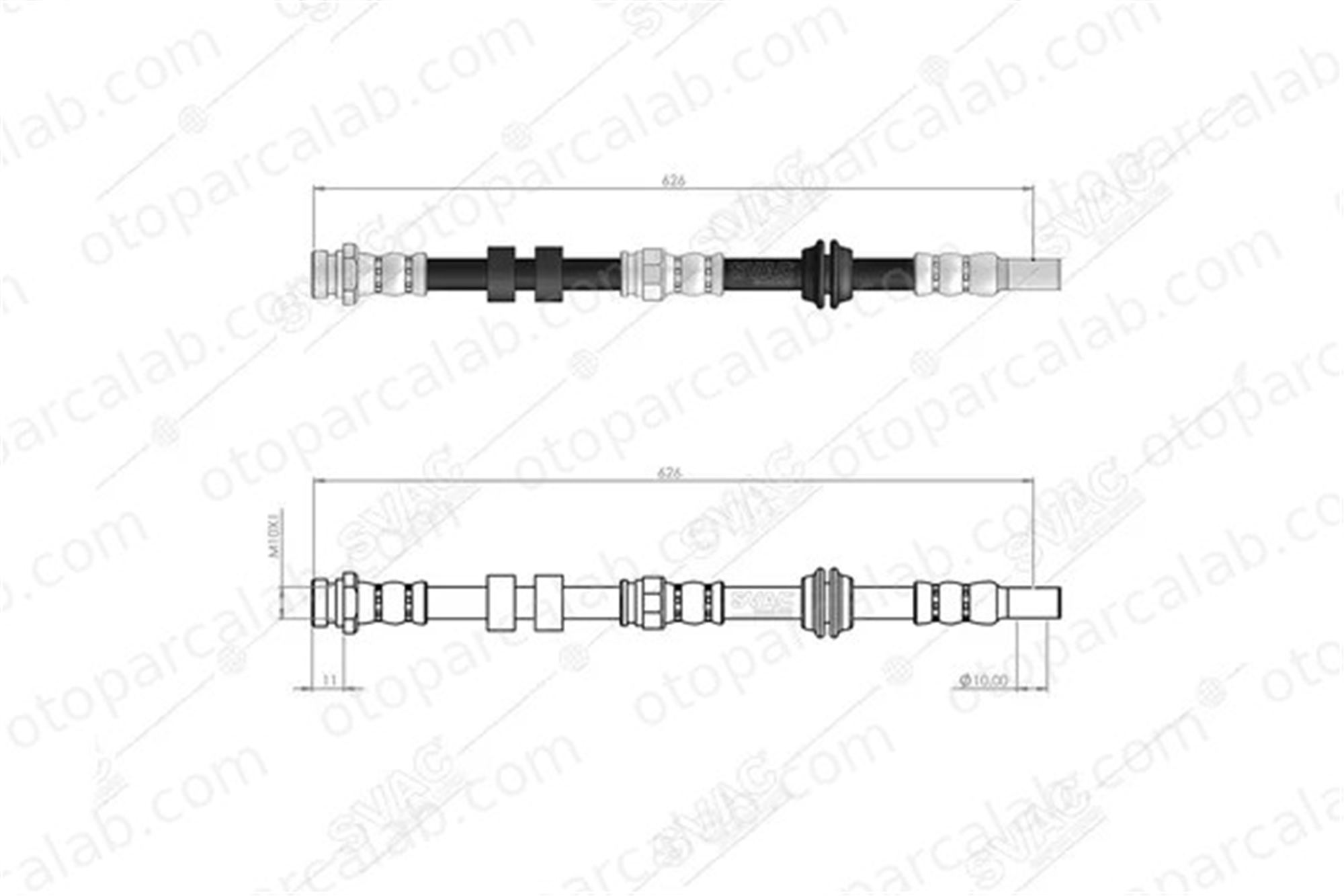 SVAC 72-0100 Fren Hortumu Ön Sağ veya Sol MITSUBISHI LANCER VIII LANCER VIII Sportback 1611294780 1607501580