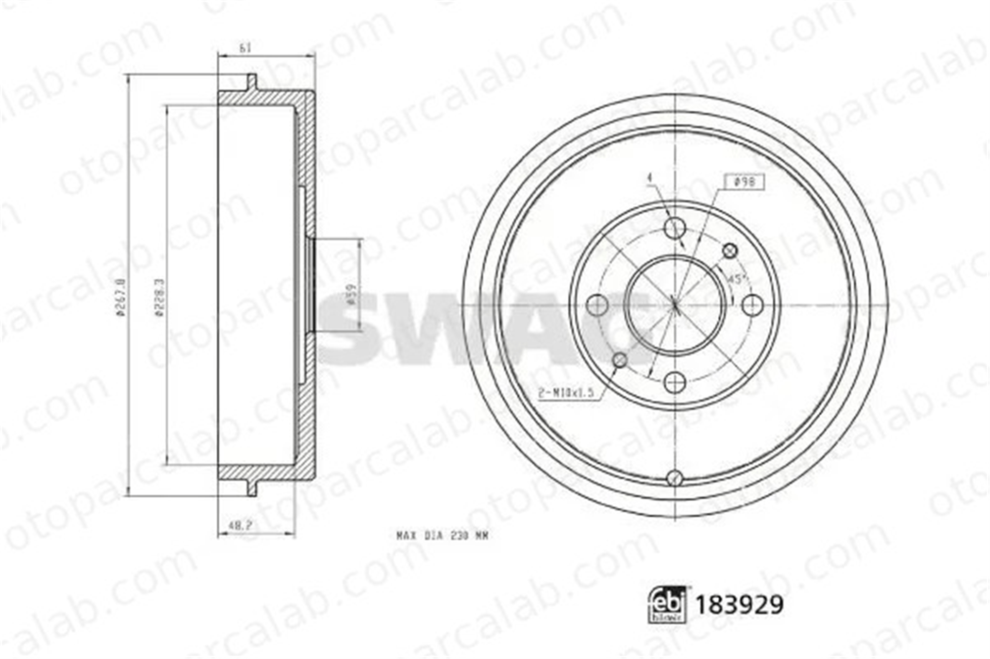 SWAG 33 10 9237 Kampana Arka Sağ veya Sol FIAT TEMPRA S.W. TEMPRA 60814839 7769850
