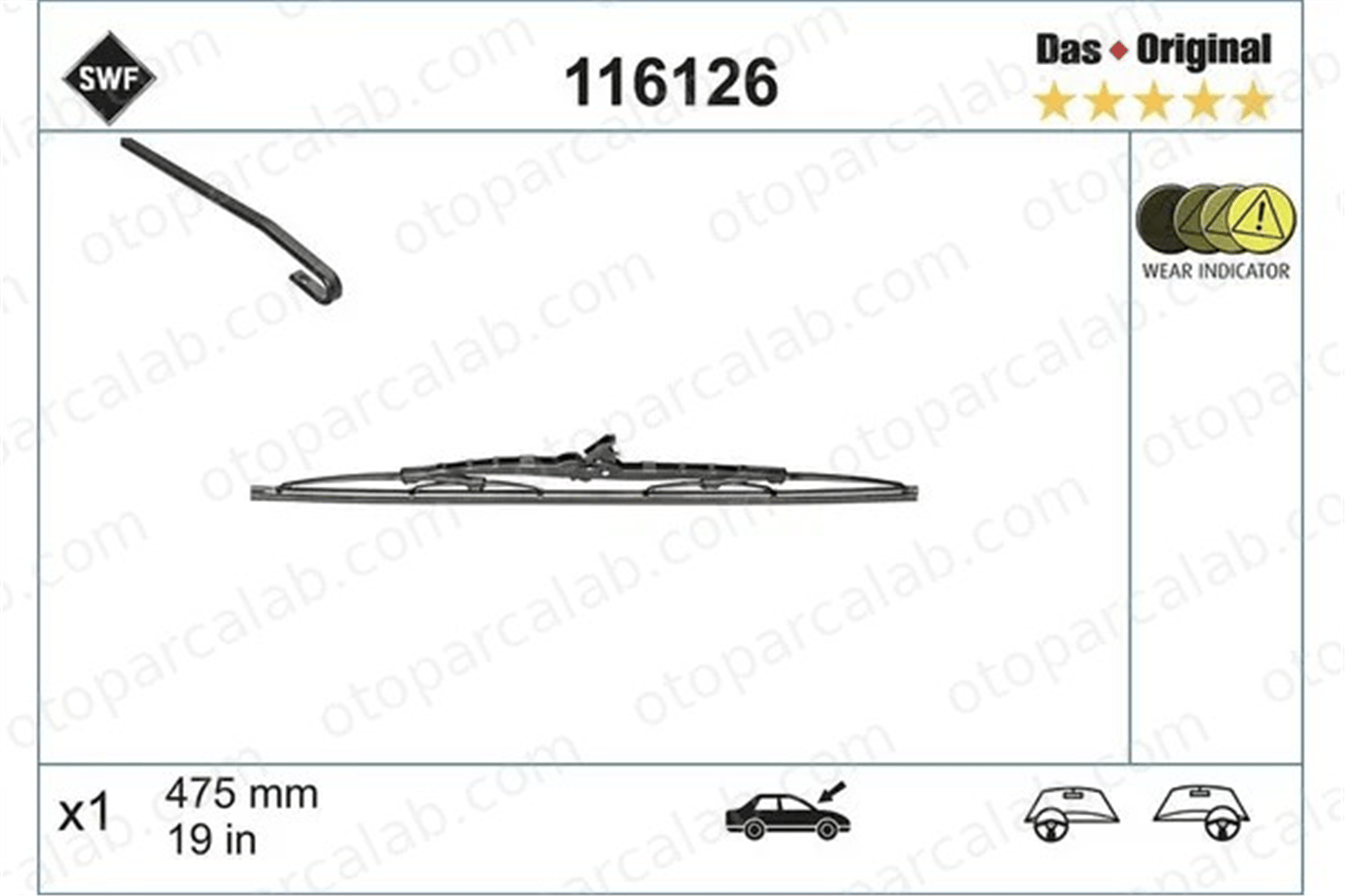SWF 116126 Silecek Süpürgesi Ön 475 mm - 19 inç MINI MINI FIAT UNO 60600028137 28137