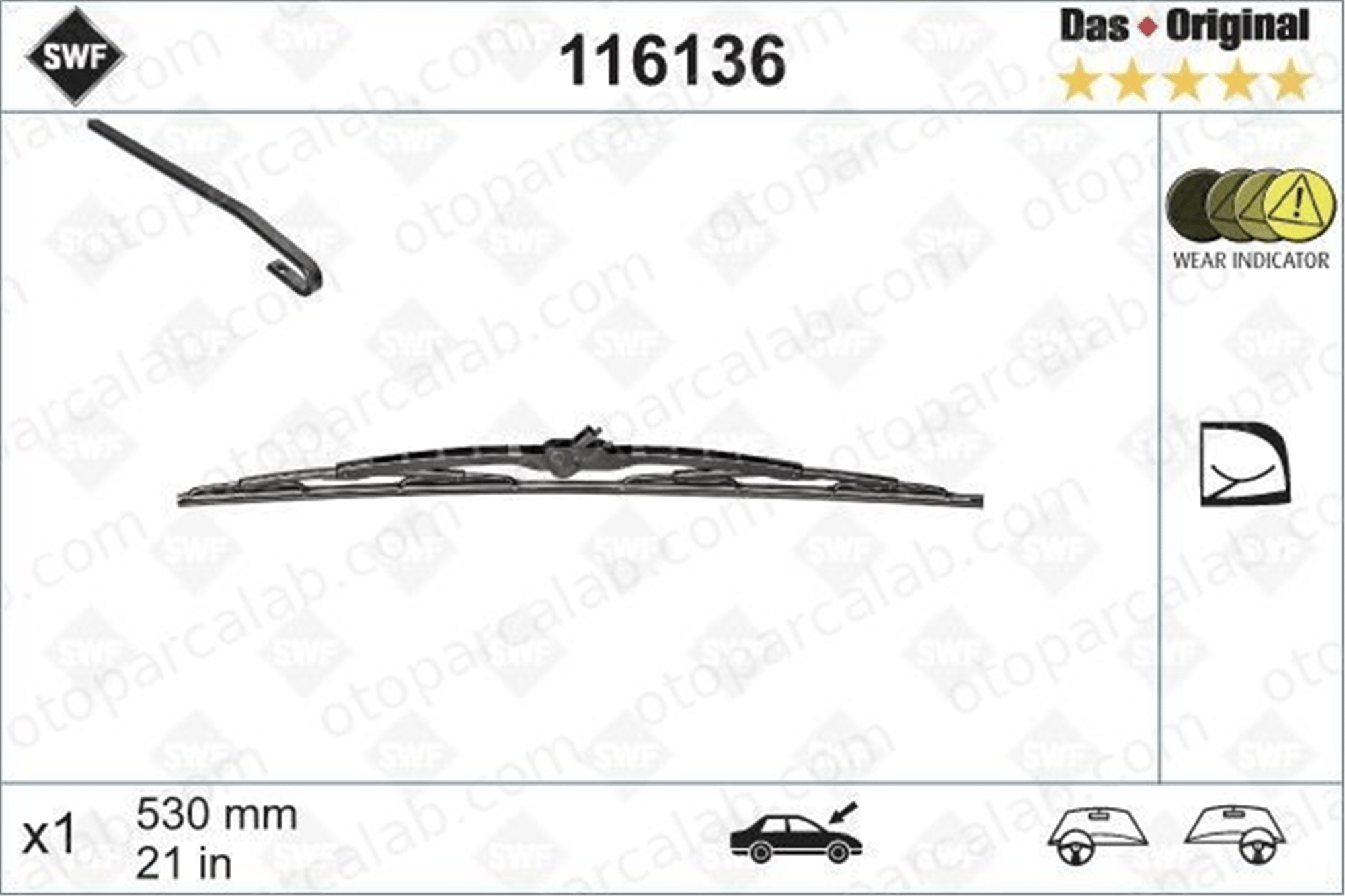 SWF 116136 Silecek Süpürgesi Ön 530 mm - 21 inç AUDI A4 B5 A4 B5 Avant 3A1955425A 8D1955427