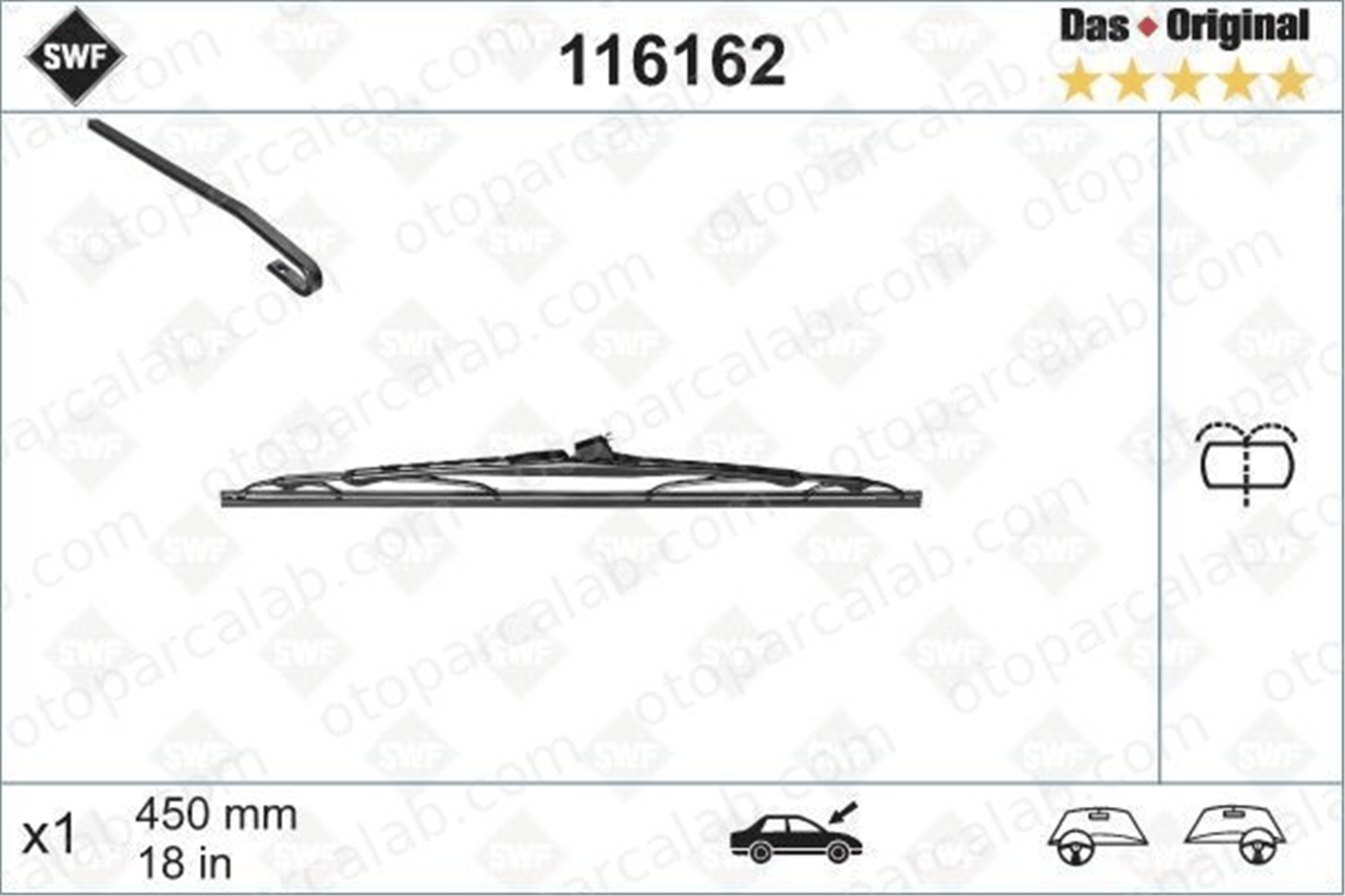 SWF 116162 Silecek Süpürgesi Ön 450 mm - 18 inç RENAULT ESPACE III JAGUAR XJ SWF116162