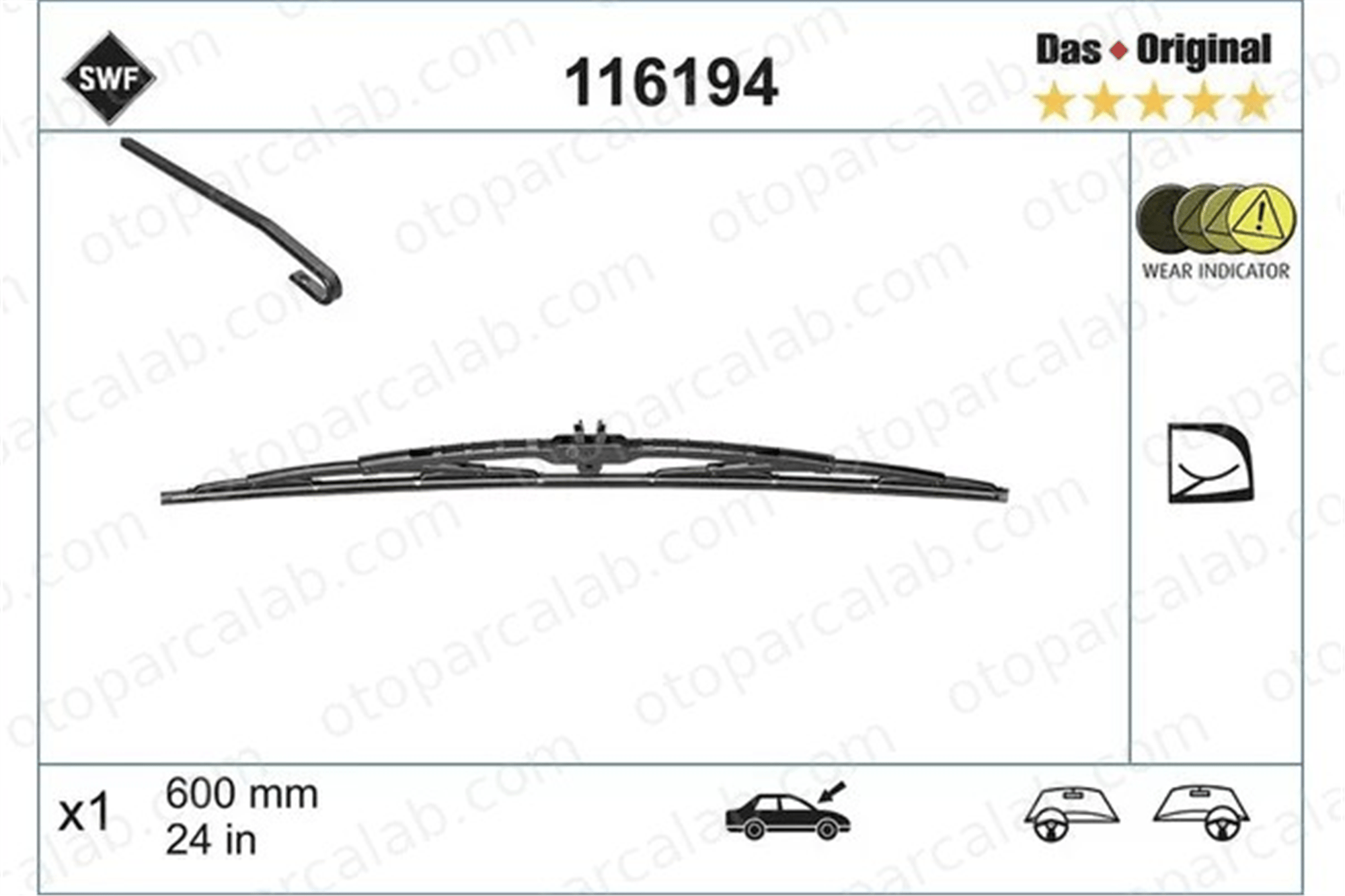 SWF 116194 Silecek Süpürgesi Ön 600 mm - 24 inç VW TRANSPORTER T5 Minibüs/Otobüs TRANSPORTER T5 Panelvan/Van 7H1955426