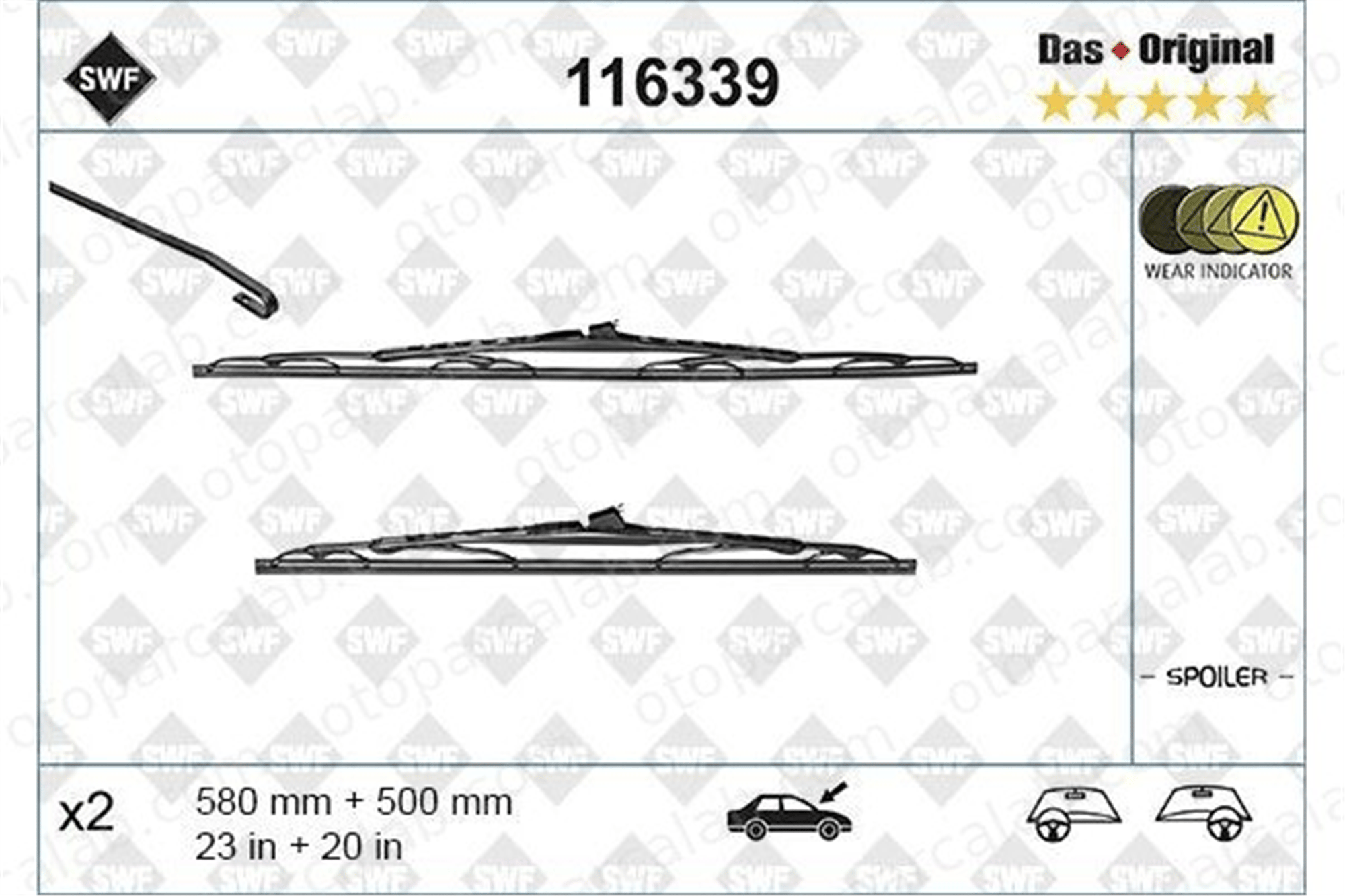 SWF 116339 Silecek Süpürgesi Ön 580/500 mm - 23/20 inç BMW 3 3 Touring 61619071613 9071613