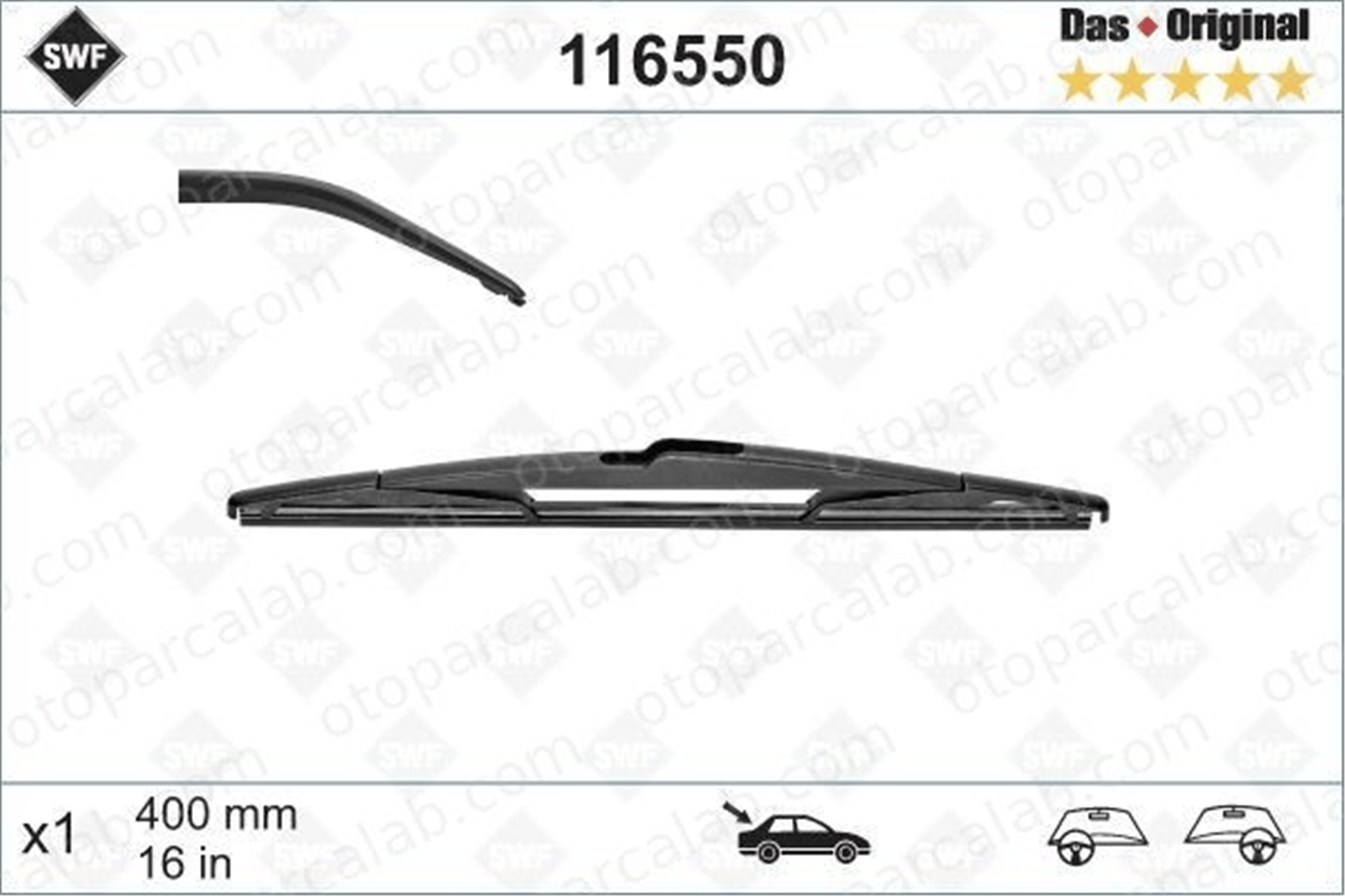 SWF 116550 Silecek Süpürgesi Arka RENAULT KANGOO Express RAPID Kasa/büyük limuzin 1607383080 642394