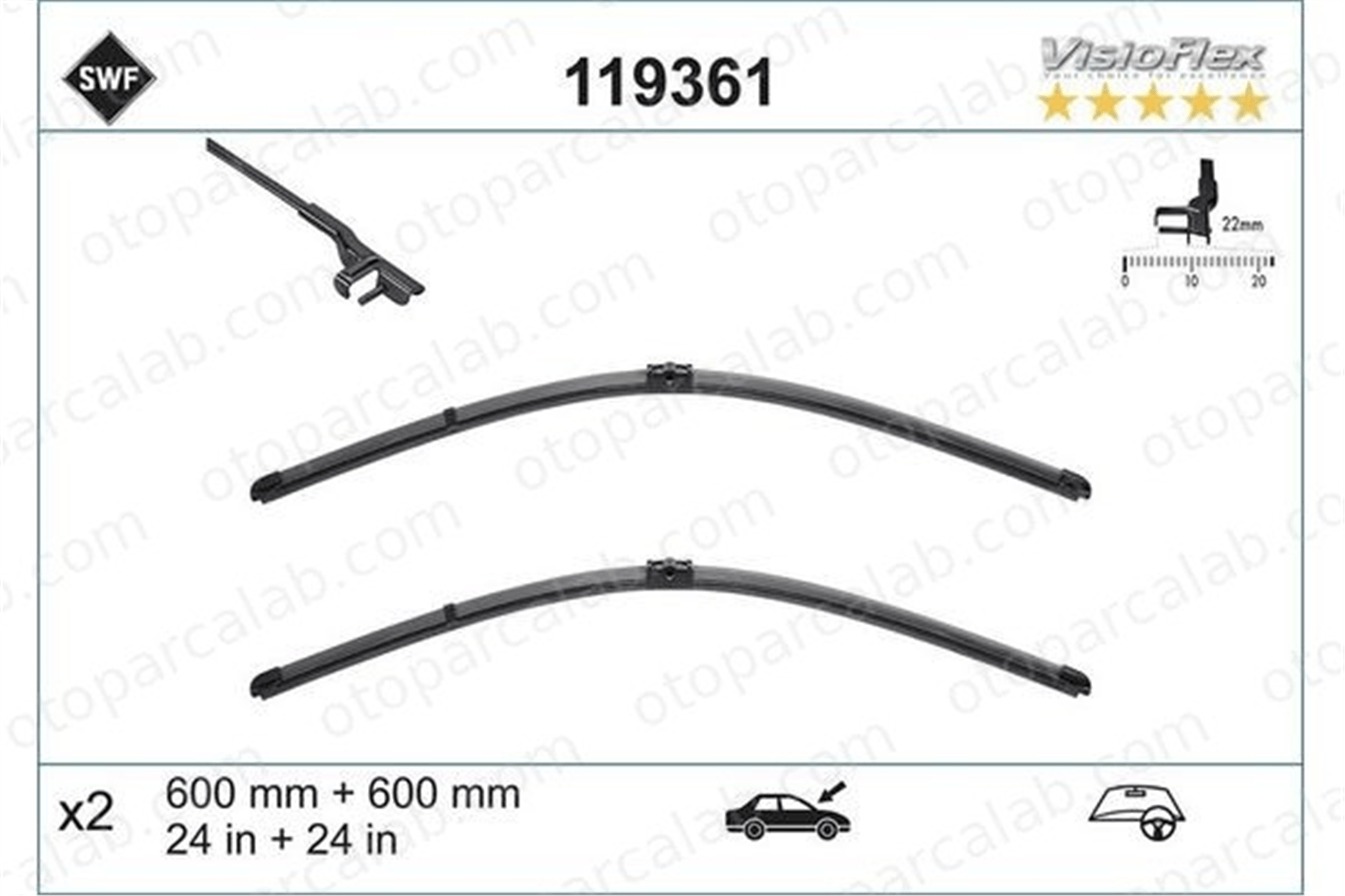SWF 119361 Silecek Süpürgesi Ön 600/600 mm - 24/24 inç VW TRANSPORTER T5 Minibüs/Otobüs TRANSPORTER T5 Panelvan/Van 7H6955425
