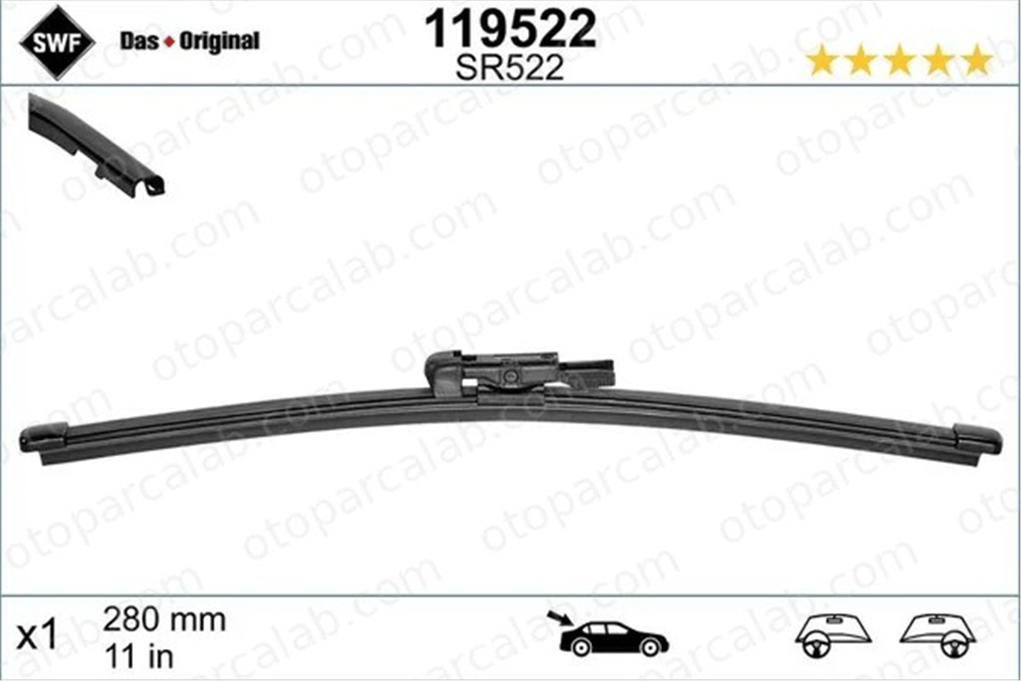 SWF 119522 Silecek Süpürgesi Arka 280 mm - 11 inç BMW 1 MERCEDES-BENZ E-SERISI T-Model 61627138508 36625