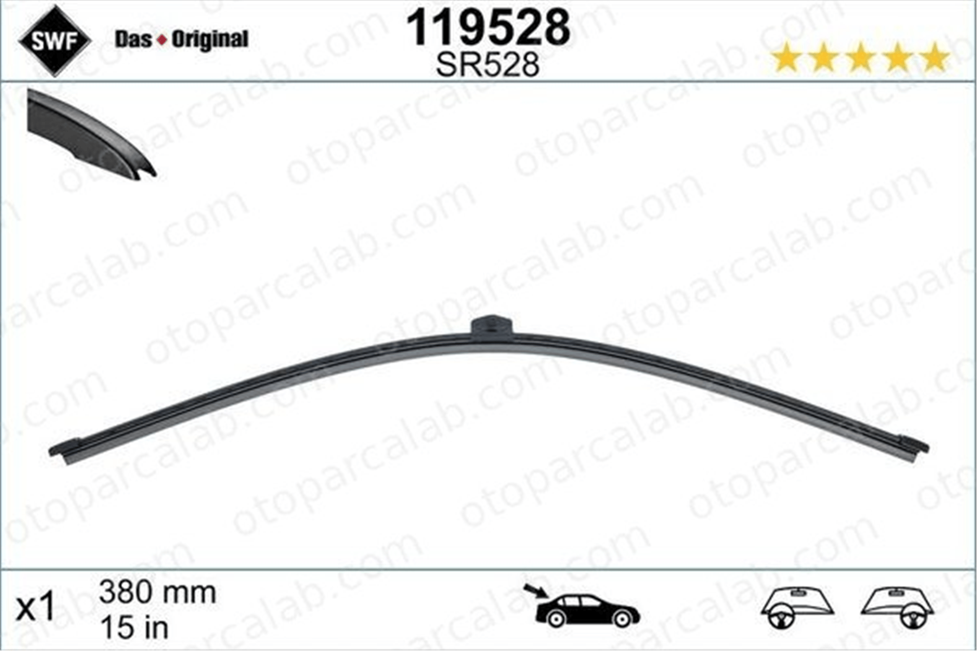 SWF 119528 Silecek Süpürgesi Arka 380 mm - 15 inç AUDI A4 B9 Avant Q7 7P6955427 80A955425