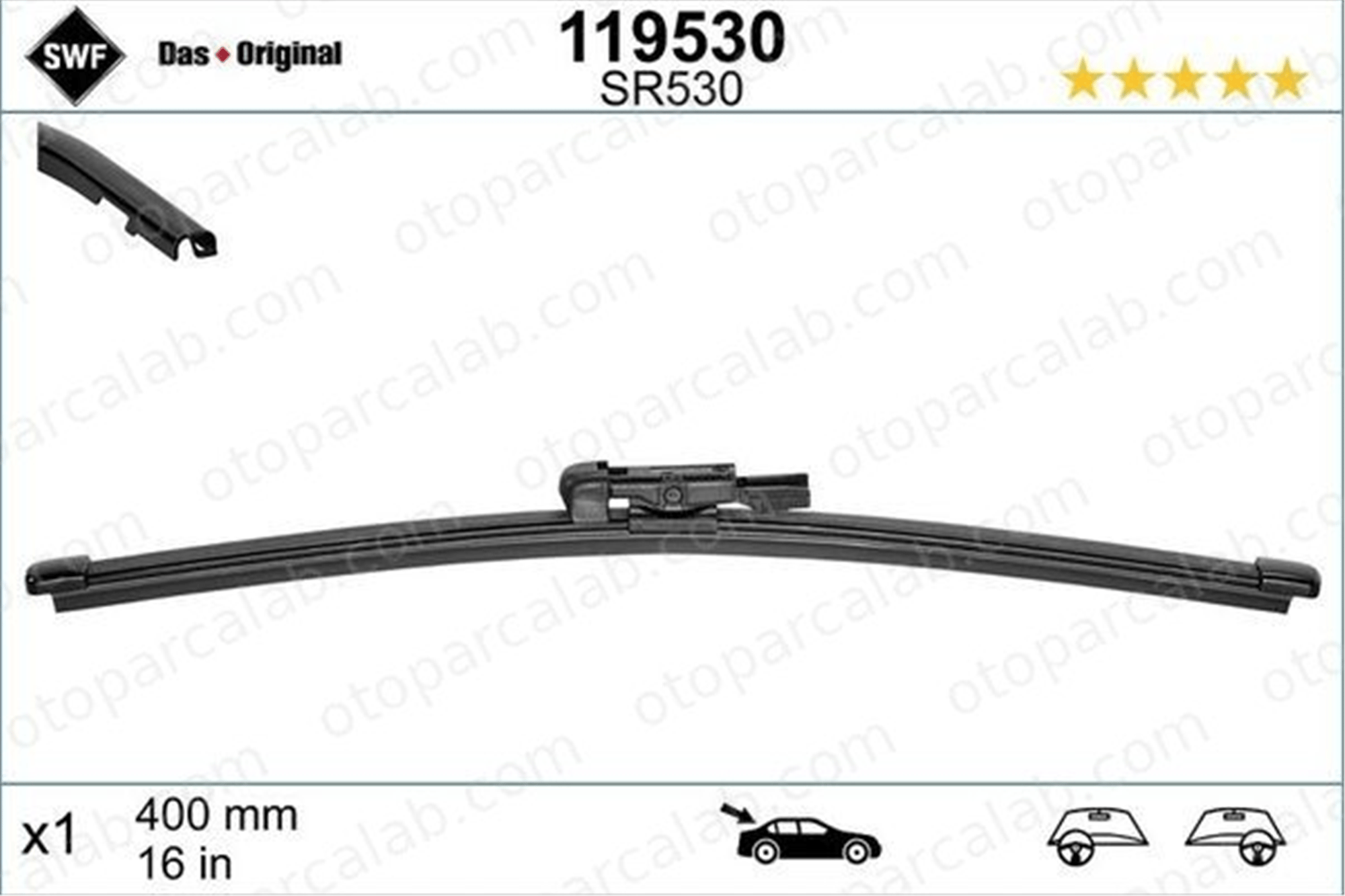 SWF 119530 Silecek Süpürgesi Arka 380 mm - 15 inç PORSCHE PANAMERA MACAN A0018206145 51879455