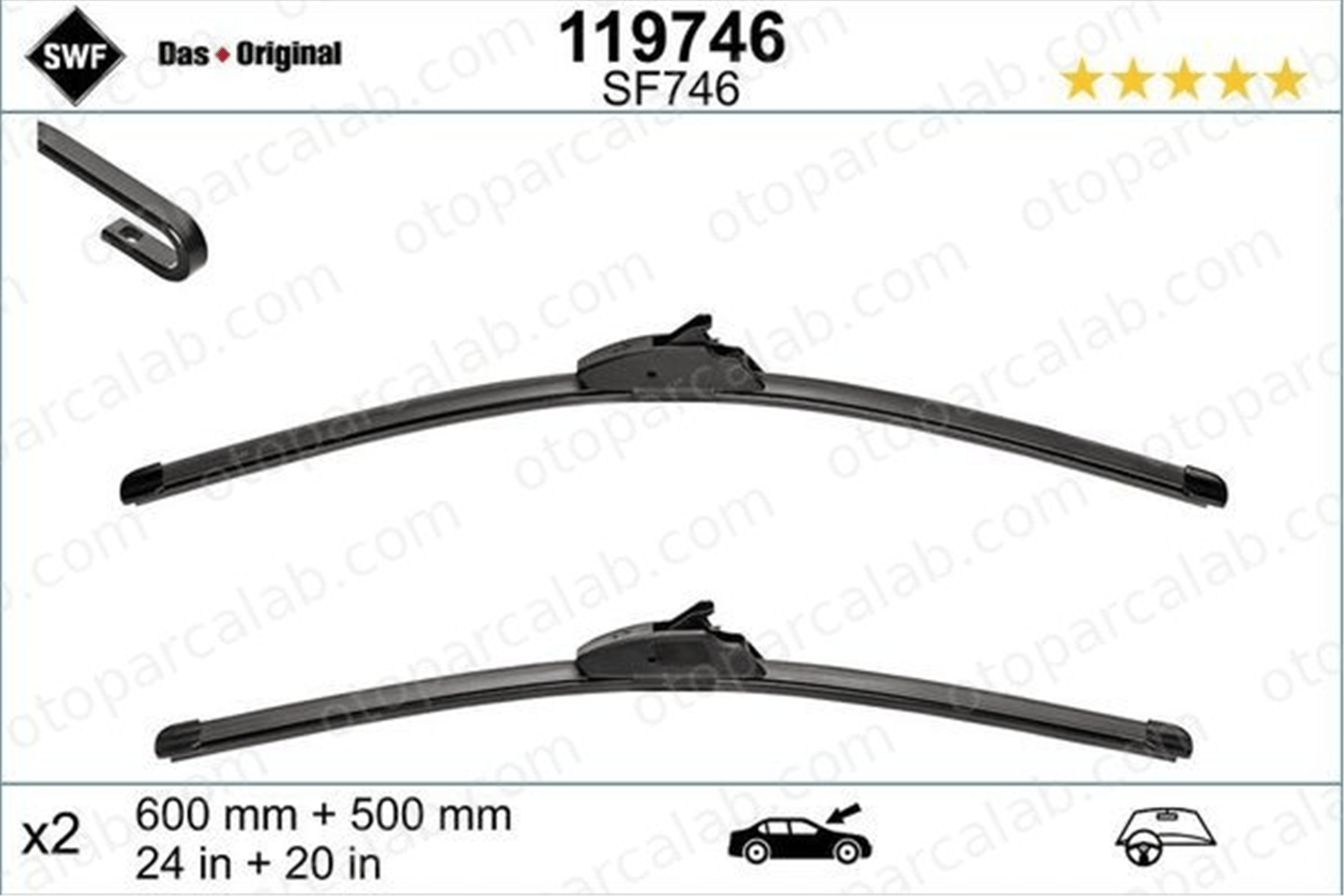 SWF 119746 Silecek Süpürgesi Ön LAND ROVER RANGE ROVER IV BMW X5 61610039697 39697