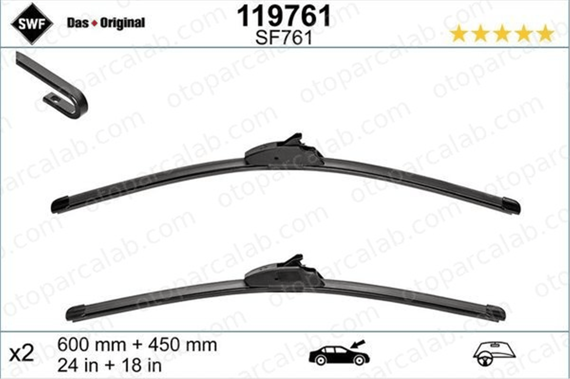 SWF 119761 Silecek Süpürgesi Ön 600/450 mm - 24/18 inç RENAULT MEGANE II MEGANE II Sedan BBM567330 BHS267330