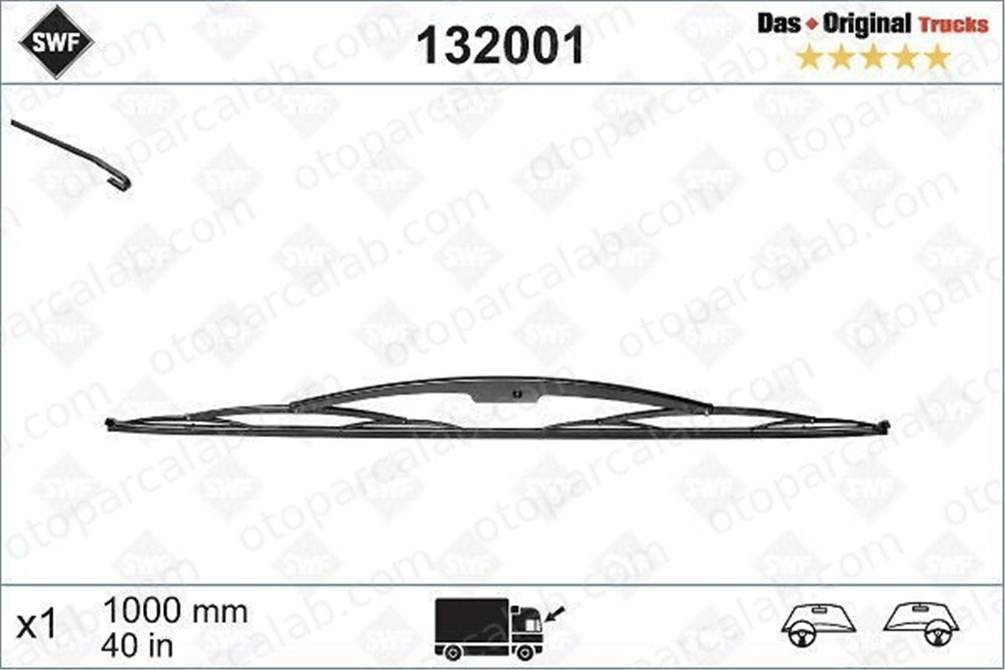SWF 132001 Silecek Süpürgesi Ön 1000 mm - 39 inç SETRA Series 400 SCANIA K - series 150705102 7731141003