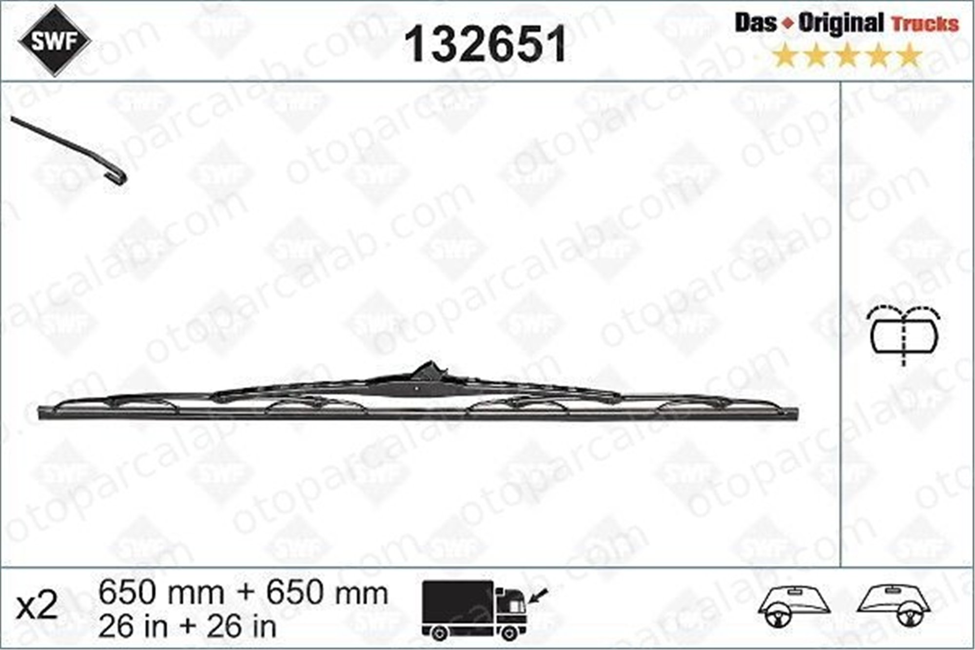 SWF 132651 Silecek Süpürgesi Ön 650/650 mm - 26/26 inç FORD TRANSIT Panelvan/Van TRANSIT Platform şasi 7421460367
