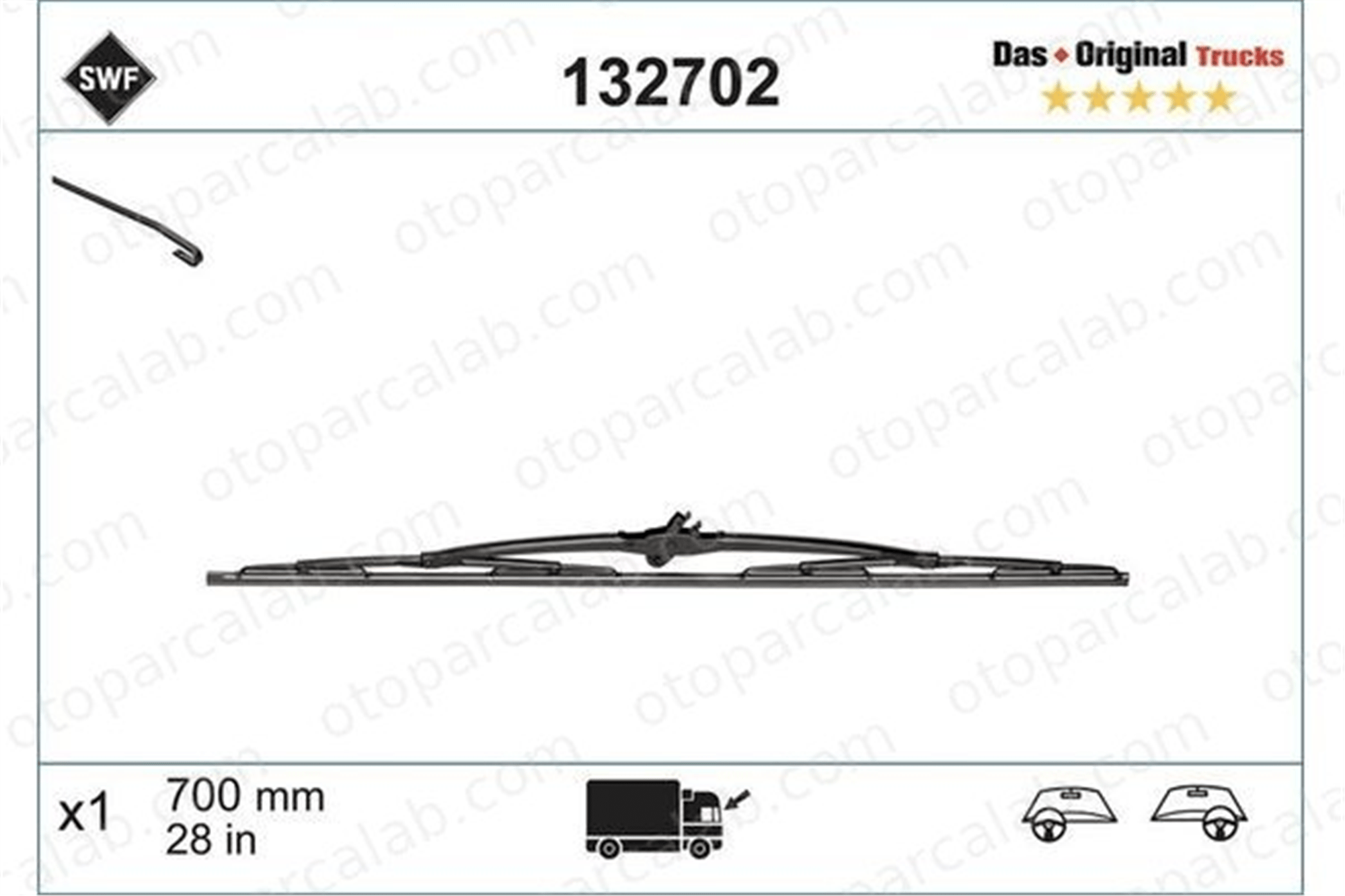 SWF 132702 Silecek Süpürgesi Ön Universal Tip 700 mm - 28 inç MERCEDES-BENZ ACTROS MP2 / MP3 SETRA Series 500 8209745 18204845