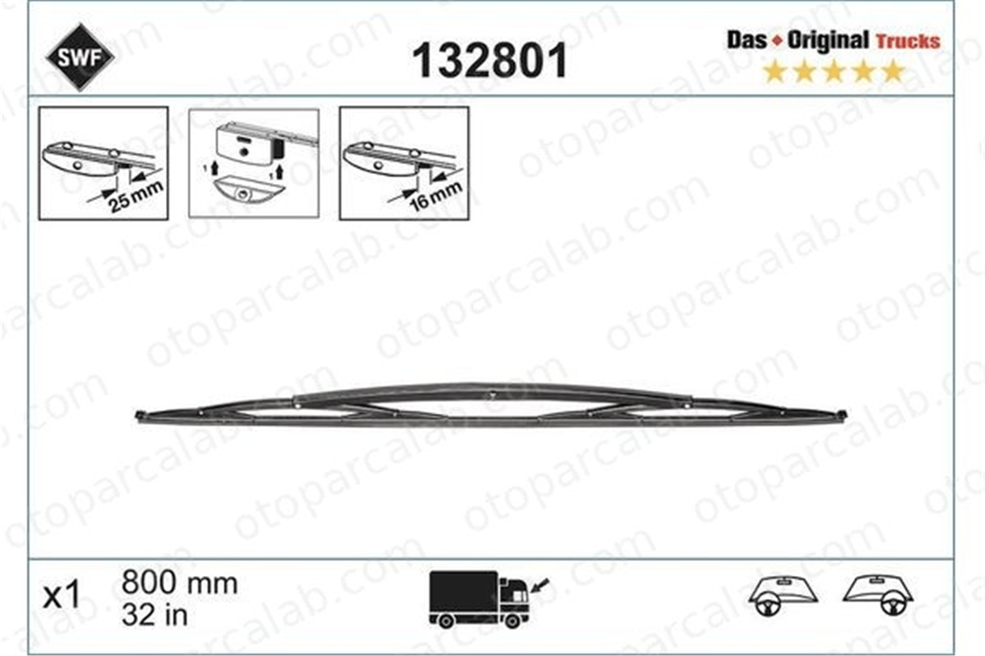 SWF 132801 Silecek Süpürgesi Ön 800 mm - 32 inç SCANIA 4 - series bus OTOKAR SULTAN 150712010 42314796