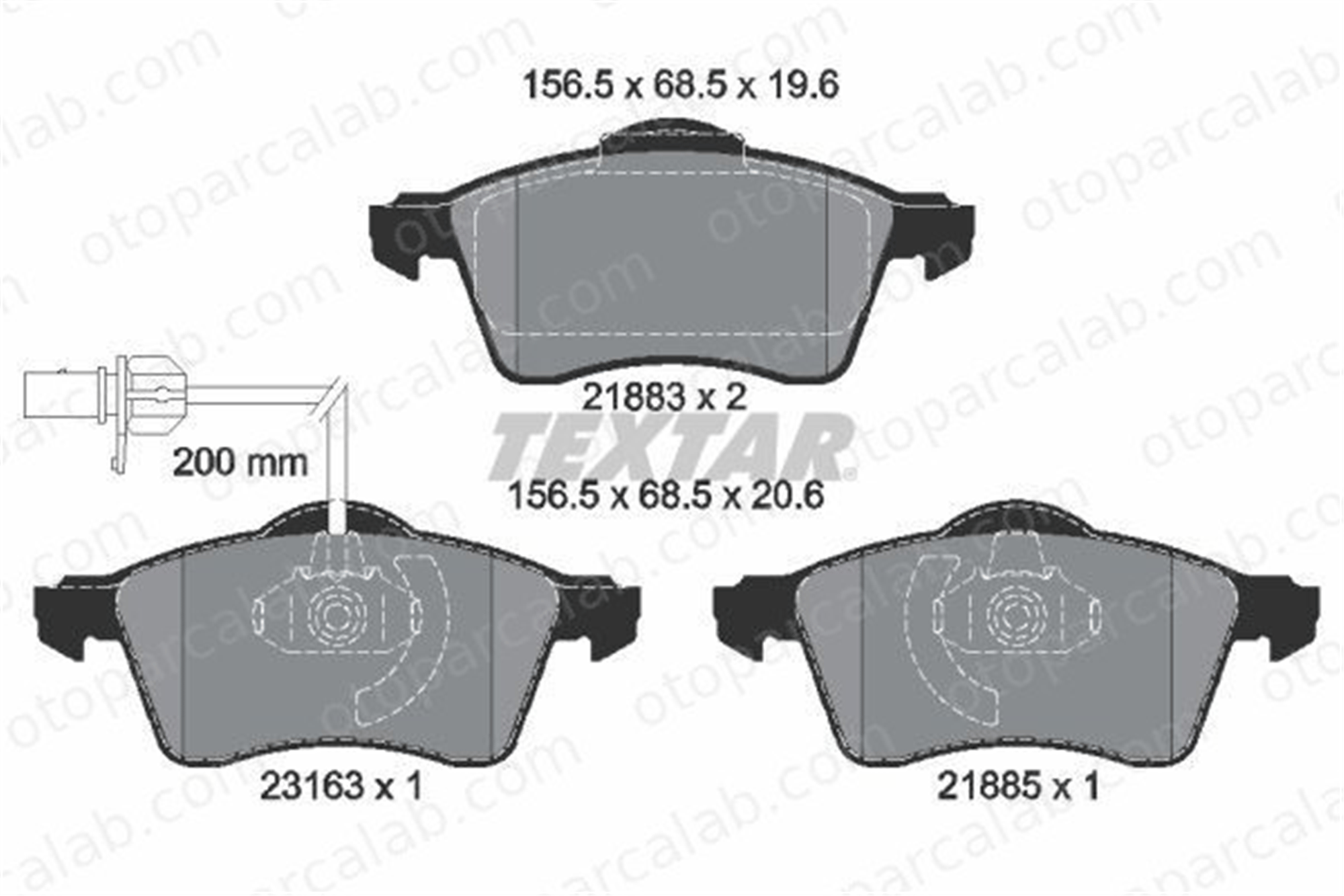 TEXTAR 2188501 Fren Disk Balata Ön VW TRANSPORTER T4 Minibüs/Otobüs TRANSPORTER T4 Panelvan/Van 7D0698151F 7D0698151D