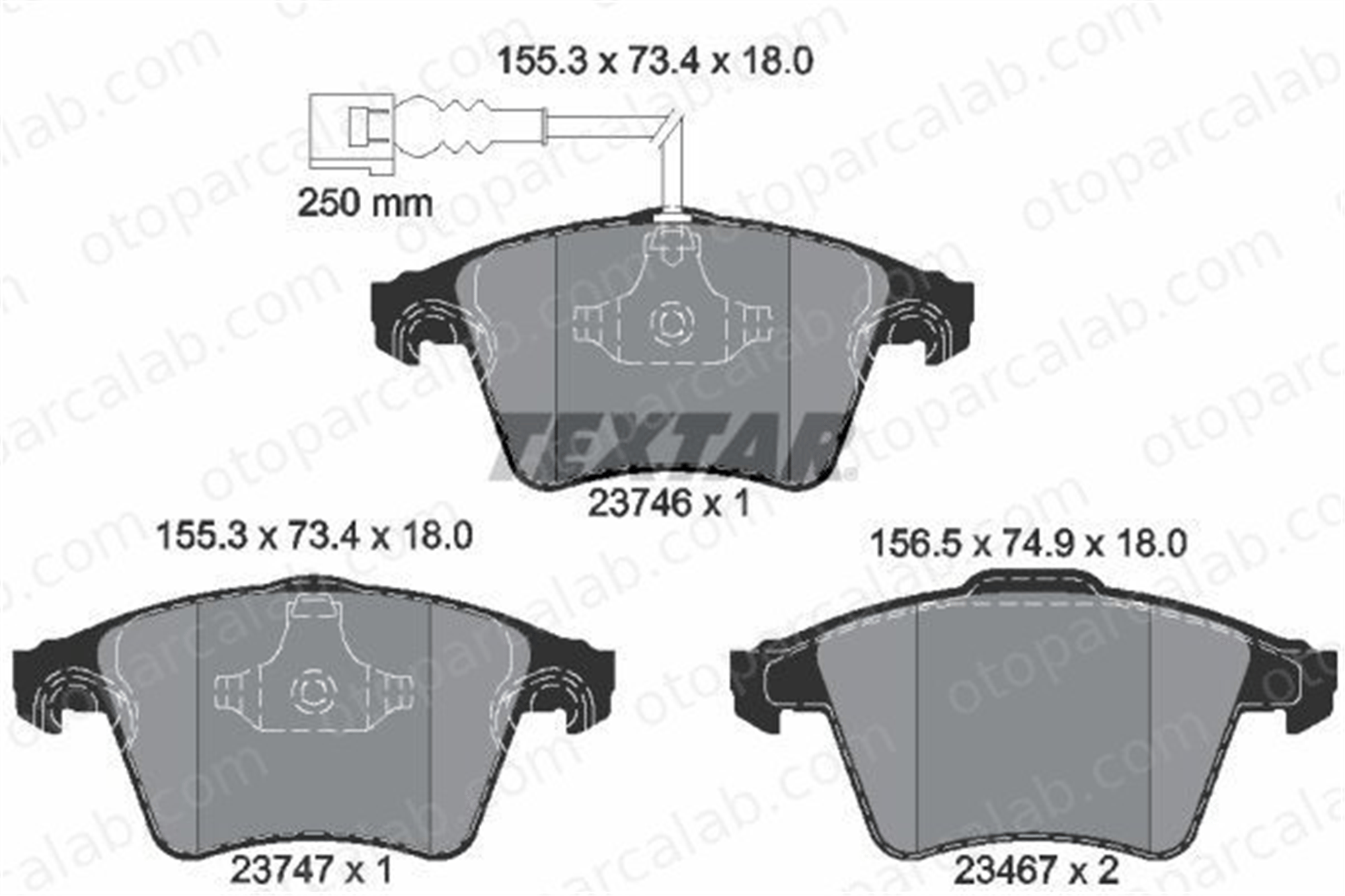 TEXTAR 2374601 Fren Disk Balata Ön VW TRANSPORTER T5 Minibüs/Otobüs TRANSPORTER T5 Panelvan/Van 7H0698151A 7H0698151C