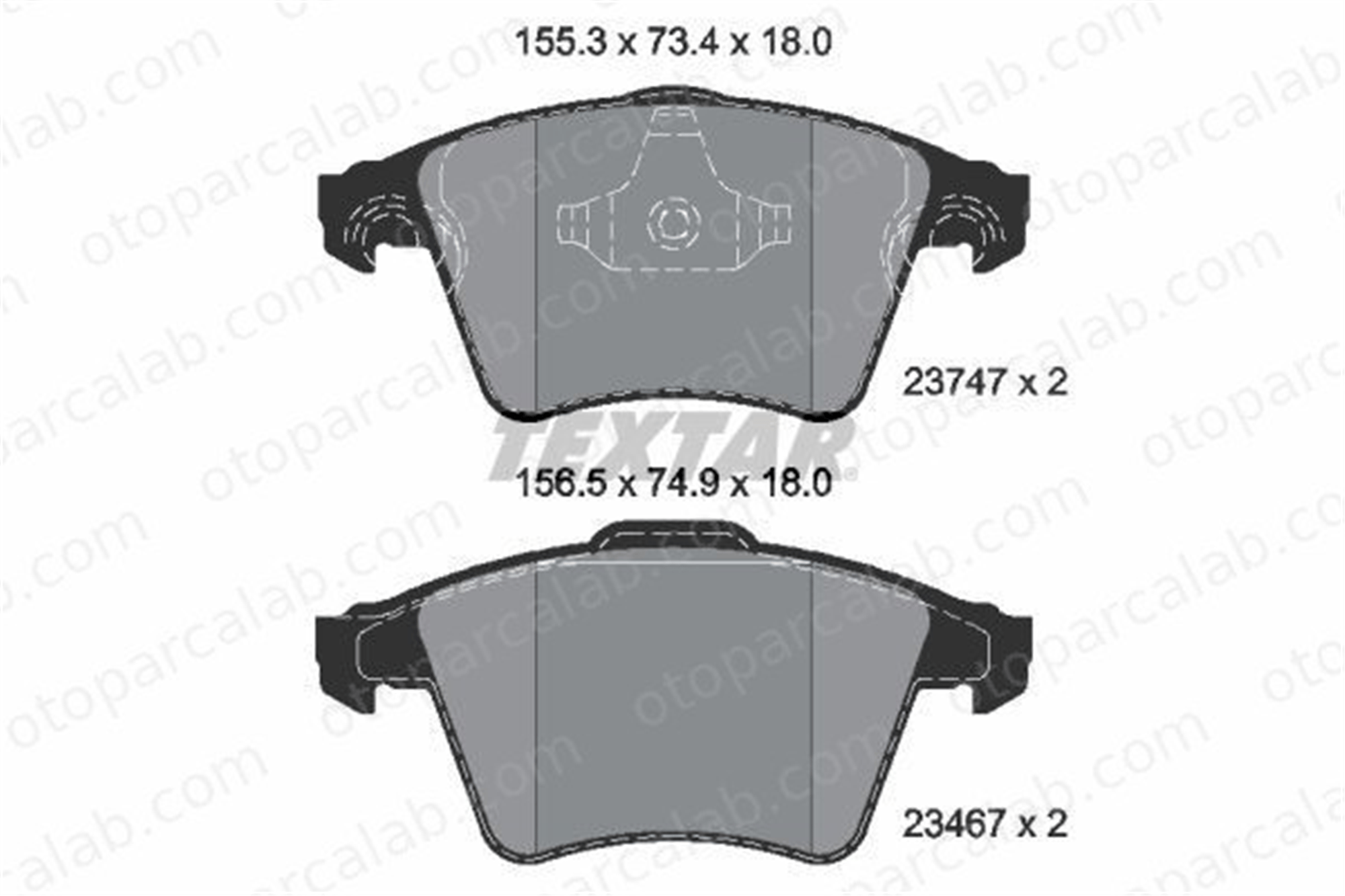 TEXTAR 2374701 Fren Disk Balata Ön VW TRANSPORTER T5 Minibüs/Otobüs TRANSPORTER T5 Panelvan/Van 2374701 7H0698151C