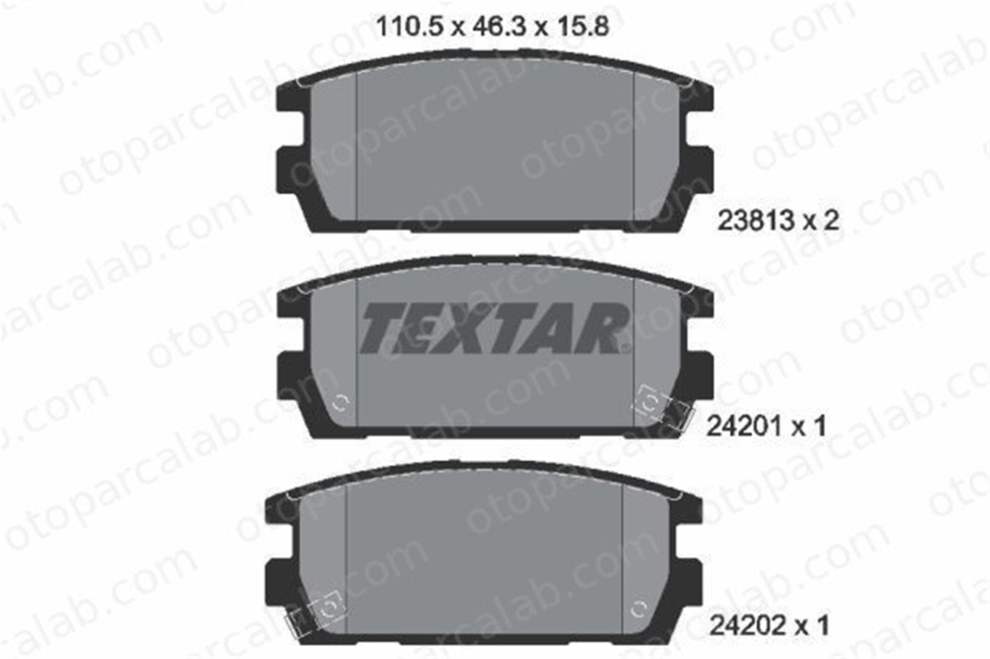 TEXTAR 2381301 Fren Disk Balata Arka HYUNDAI TERRACAN 58302H1A00 58302H1A10