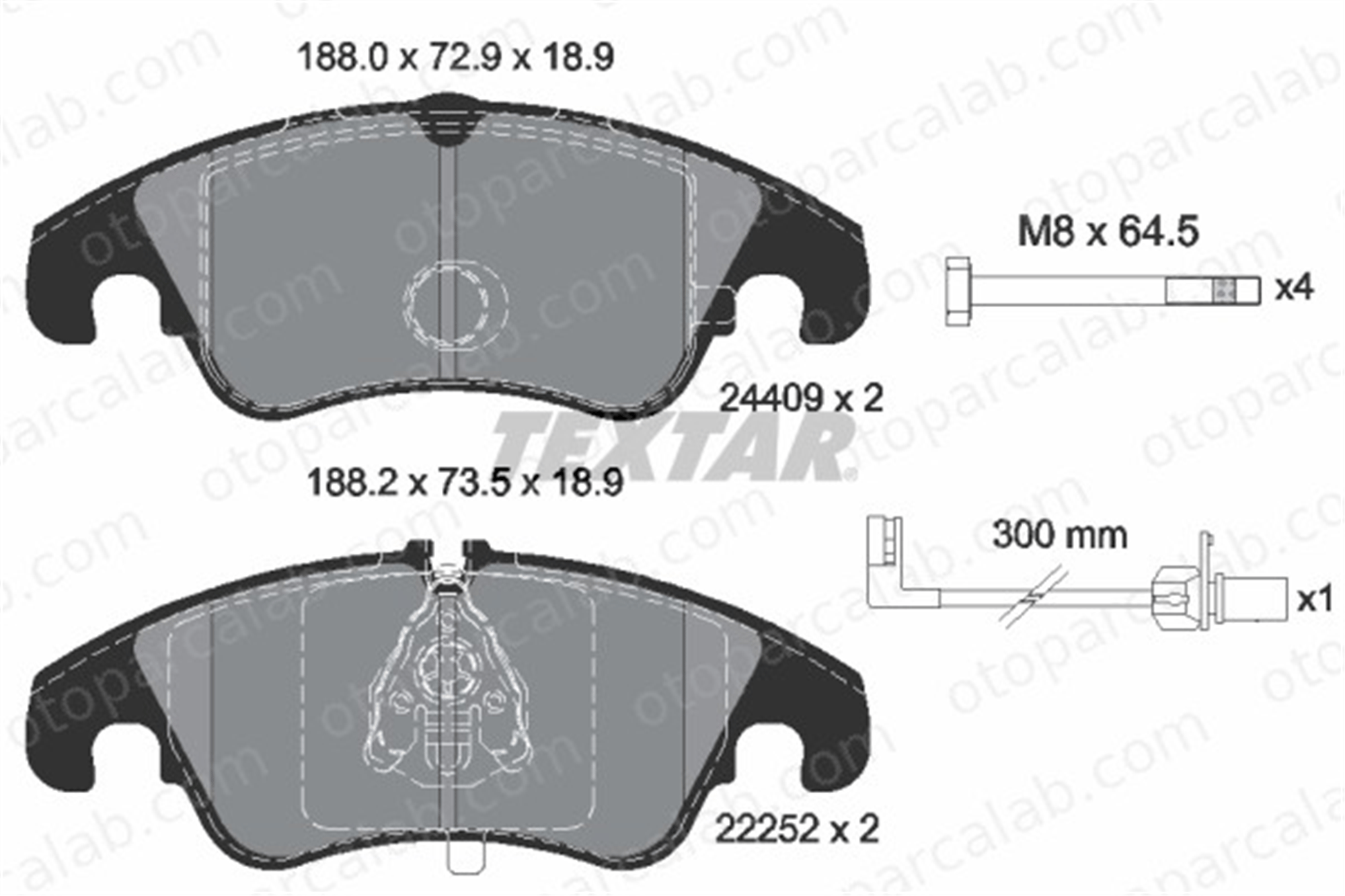 TEXTAR 2440903 Fren Disk Balata Ön AUDI A6 C7 A7 Sportback 8K0698151D 4G0698151